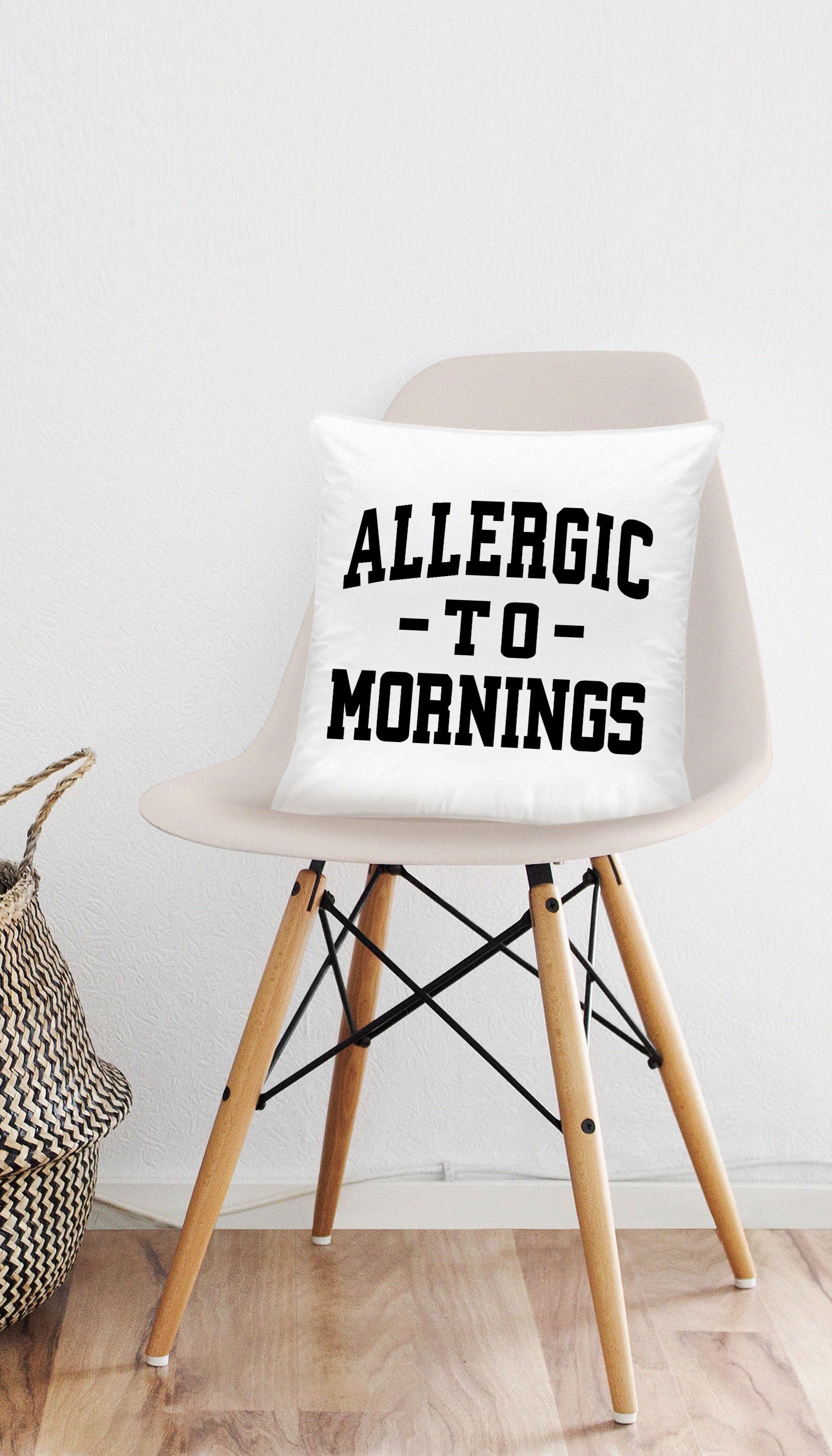 Allergic To Mornings Funny Home Throw Pillow Allergic To Mornings Funny & Clever Home Throw Pillow Gift | Sarcastic ME