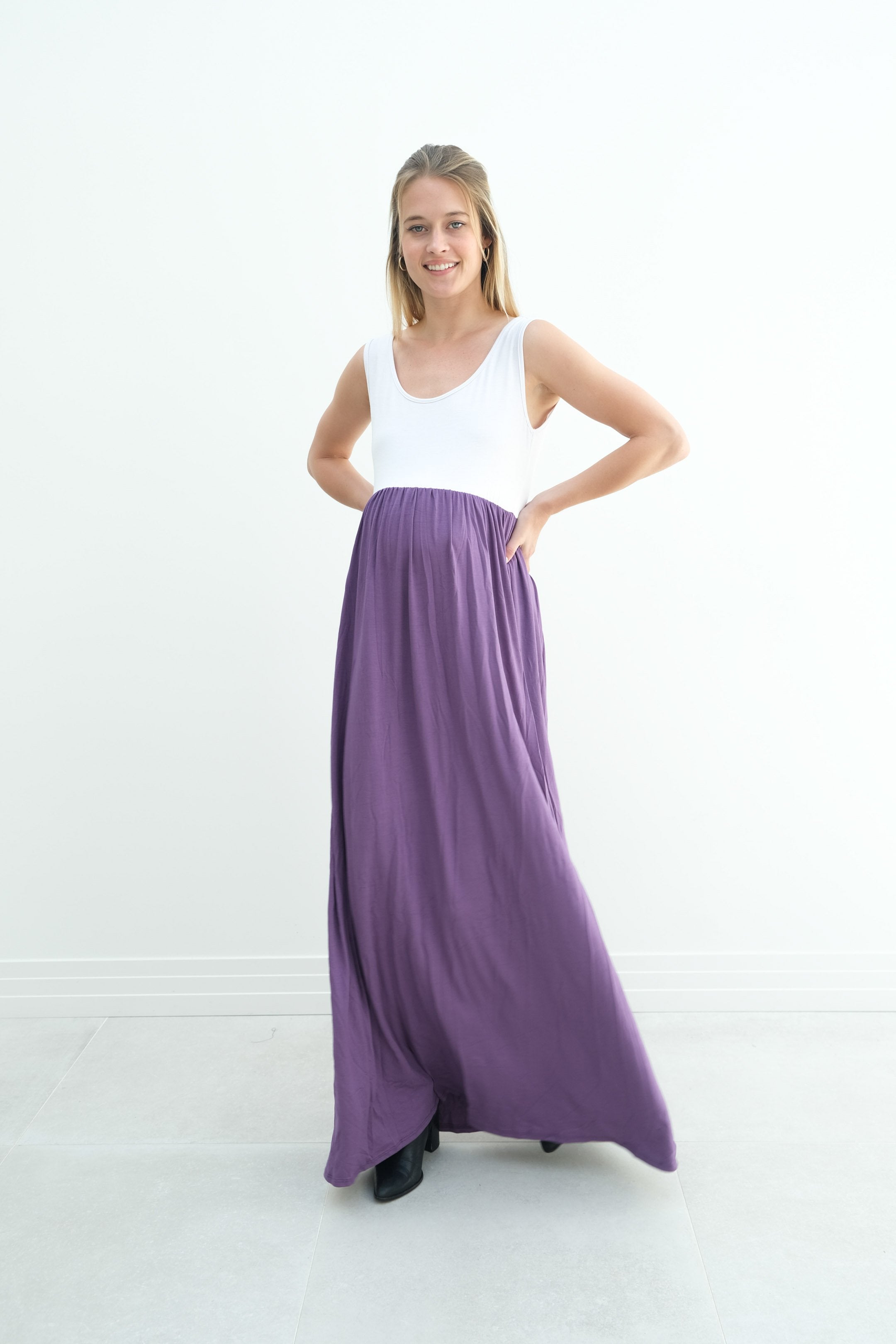 Annabelle | Maternity Maxi Tank Dress With Empire Waist Annabelle | Maternity Maxi Tank Dress With Empire Waist