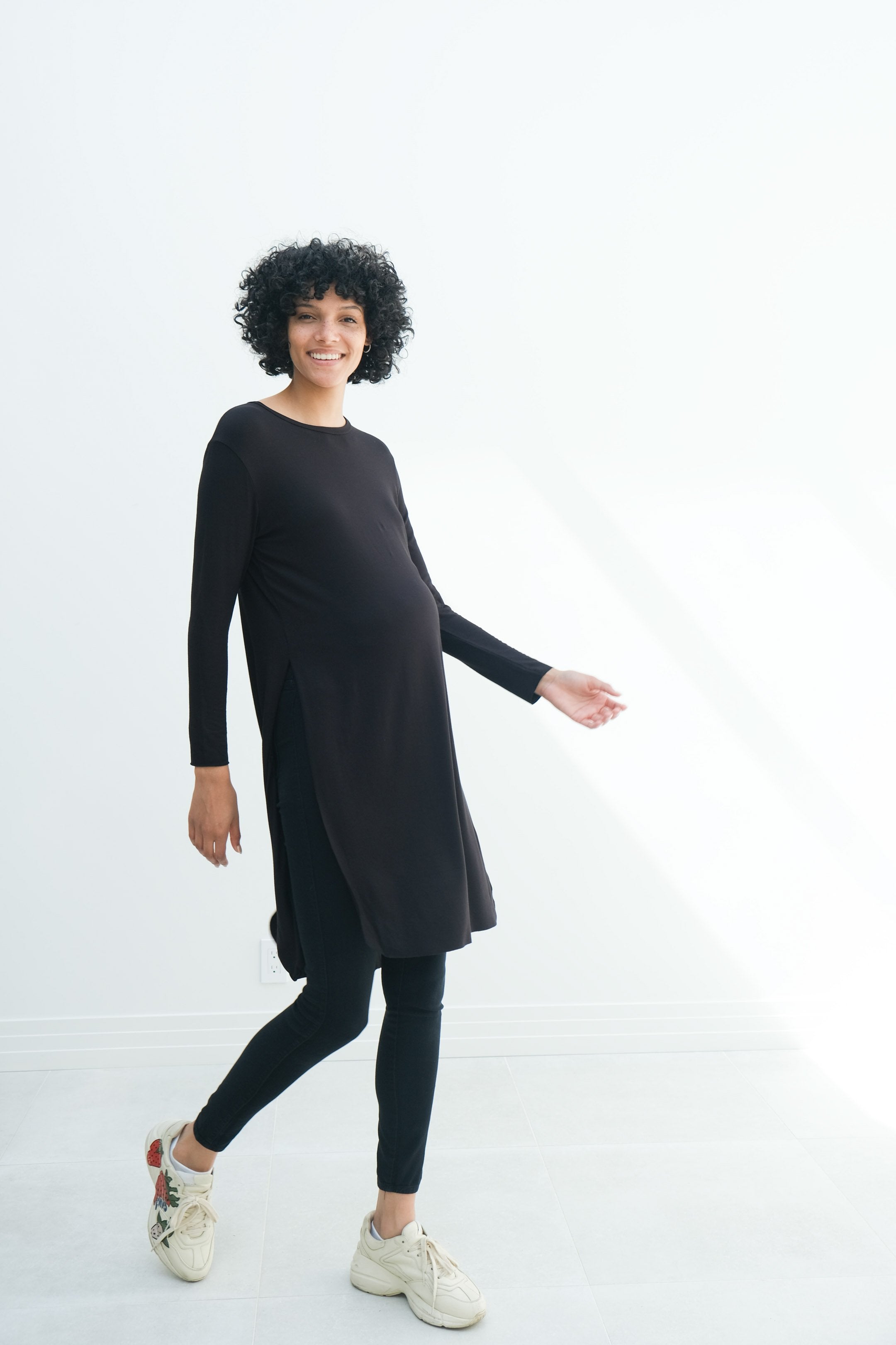 Camila | Maternity Long Sleeve Fitted Dress With Side Slit Camila | Maternity Long Sleeve Fitted Dress With Side Slit
