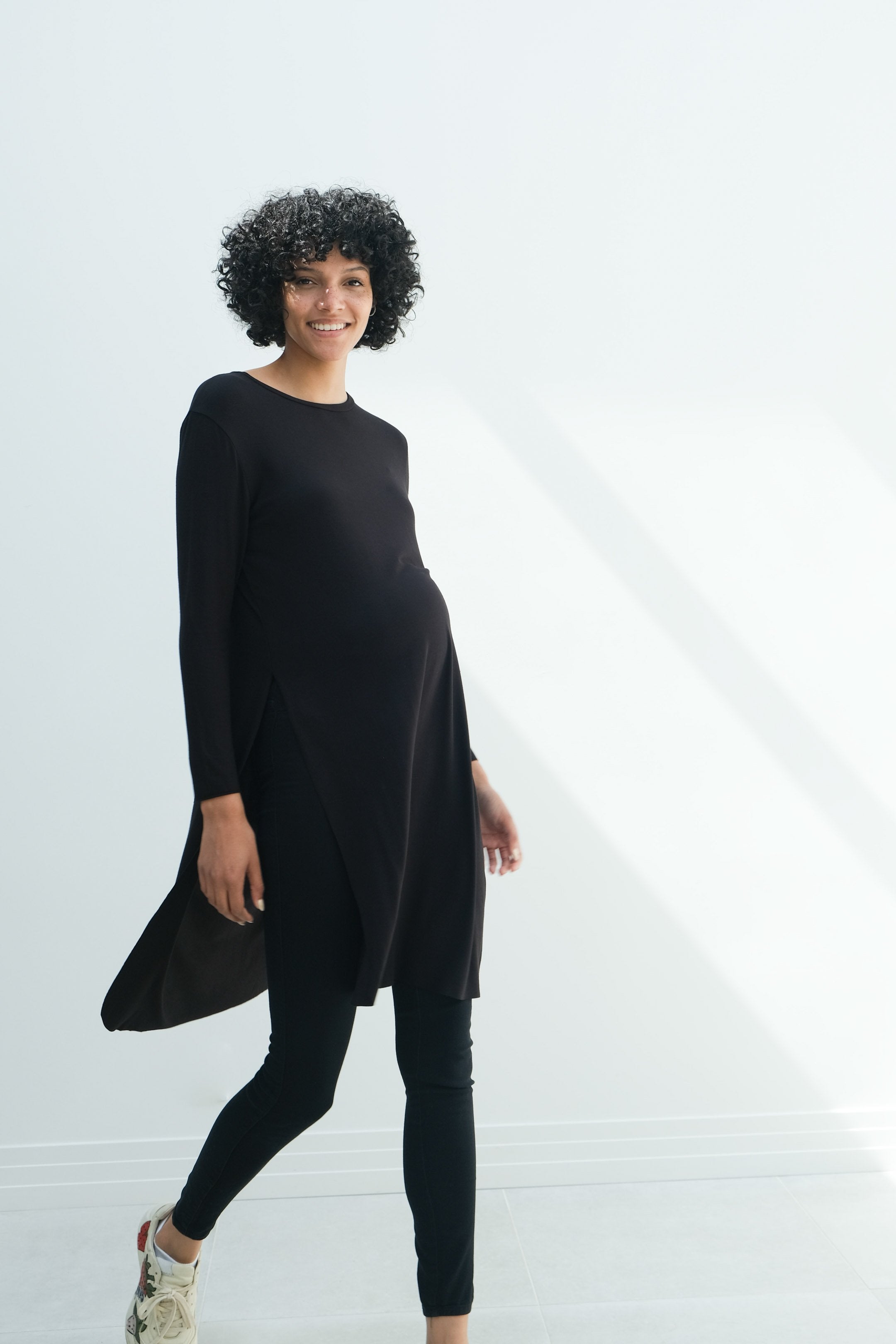 Camila | Maternity Long Sleeve Fitted Dress With Side Slit Camila | Maternity Long Sleeve Fitted Dress With Side Slit