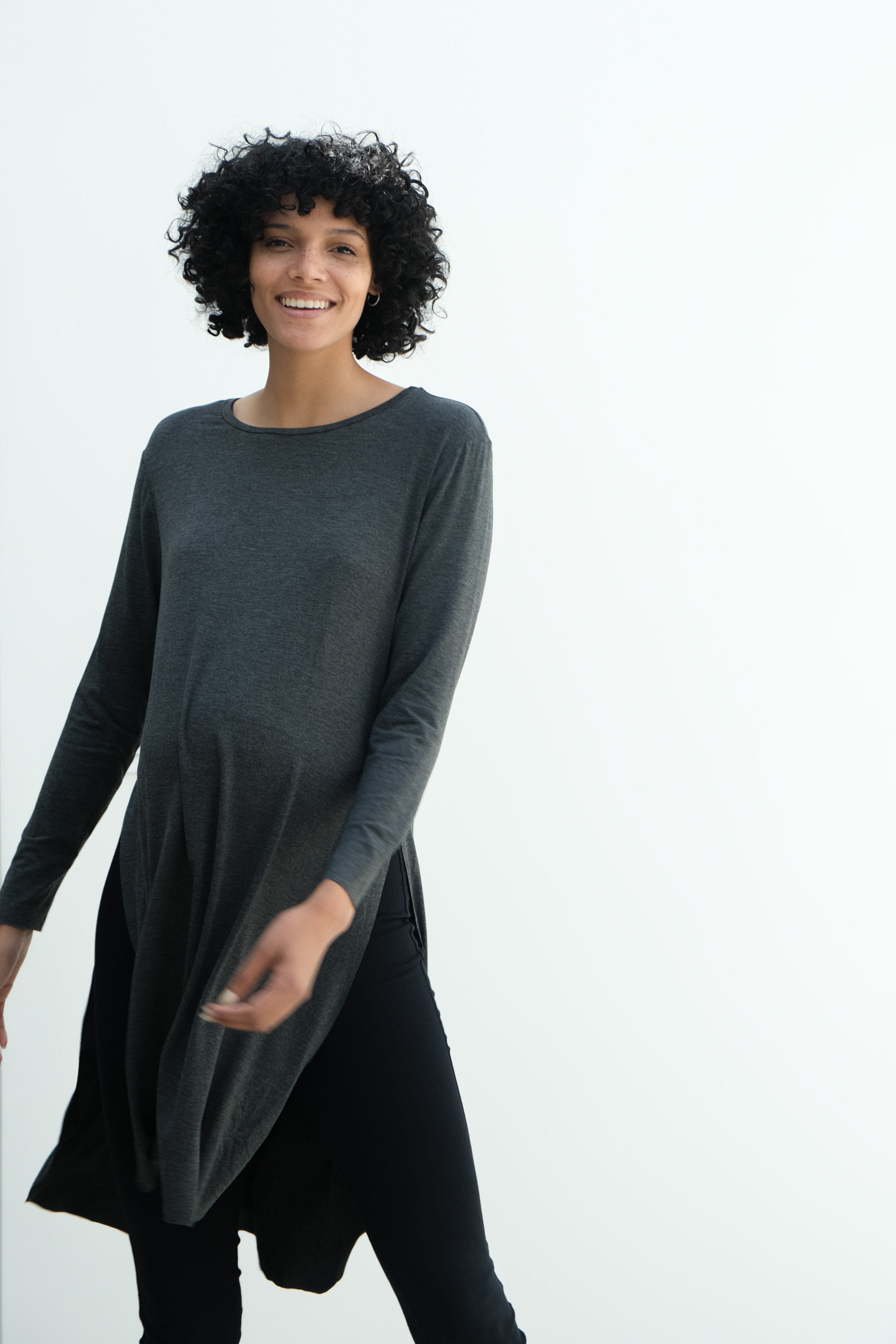Camila | Maternity Long Sleeve Fitted Dress With Side Slit Camila | Maternity Long Sleeve Fitted Dress With Side Slit