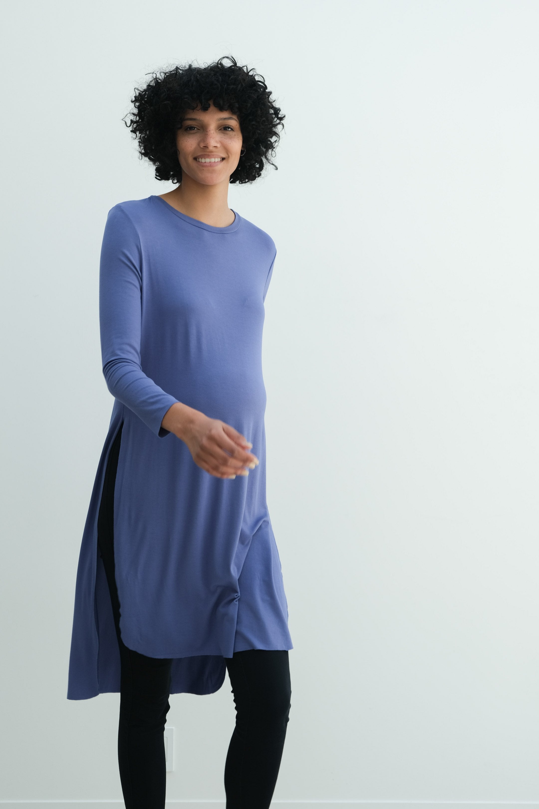 Camila | Maternity Long Sleeve Fitted Dress With Side Slit Camila | Maternity Long Sleeve Fitted Dress With Side Slit