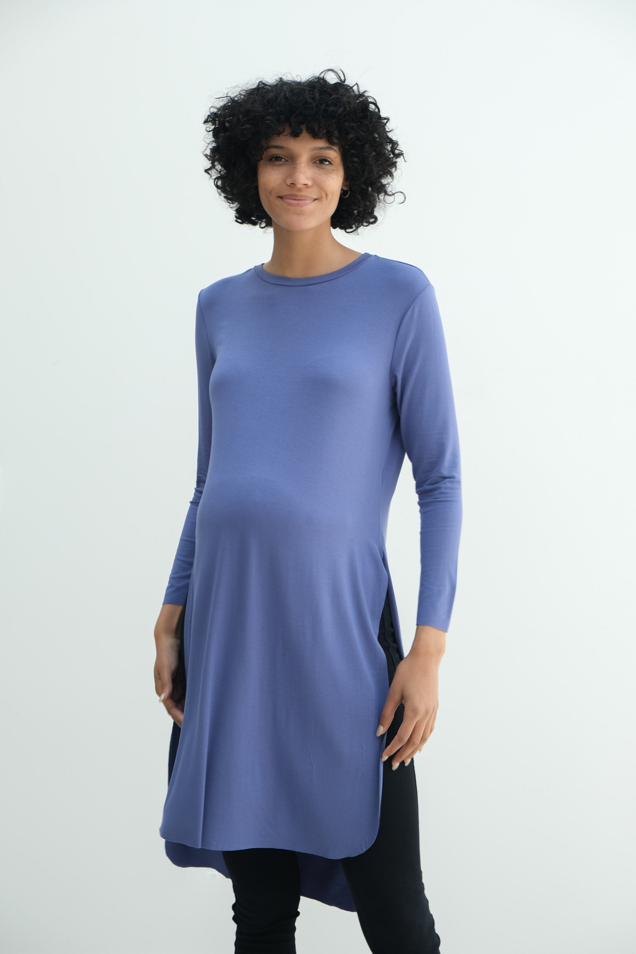 Camila | Maternity Long Sleeve Fitted Dress With Side Slit Camila | Maternity Long Sleeve Fitted Dress With Side Slit
