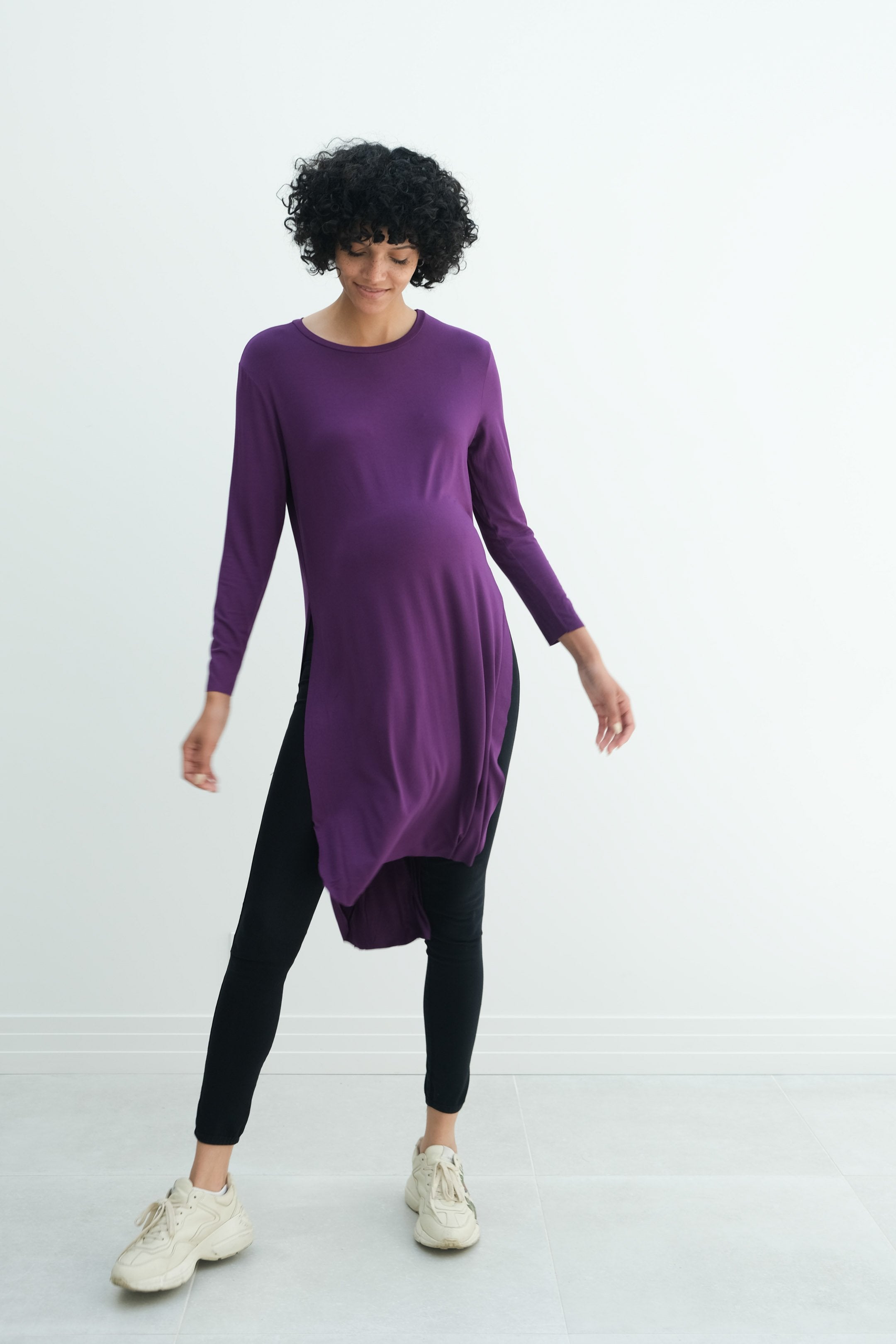 Camila | Maternity Long Sleeve Fitted Dress With Side Slit Camila | Maternity Long Sleeve Fitted Dress With Side Slit