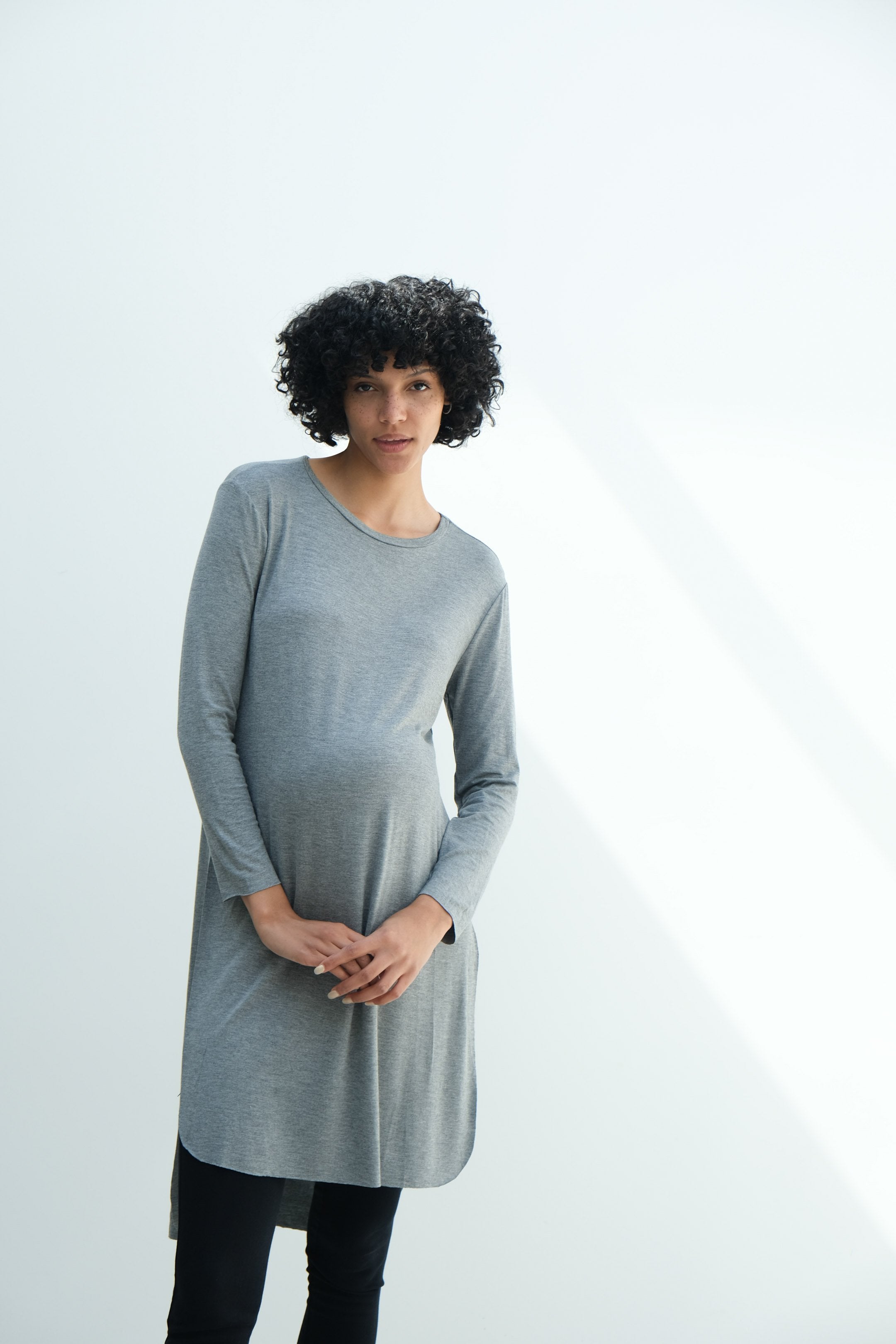Camila | Maternity Long Sleeve Fitted Dress With Side Slit Camila | Maternity Long Sleeve Fitted Dress With Side Slit