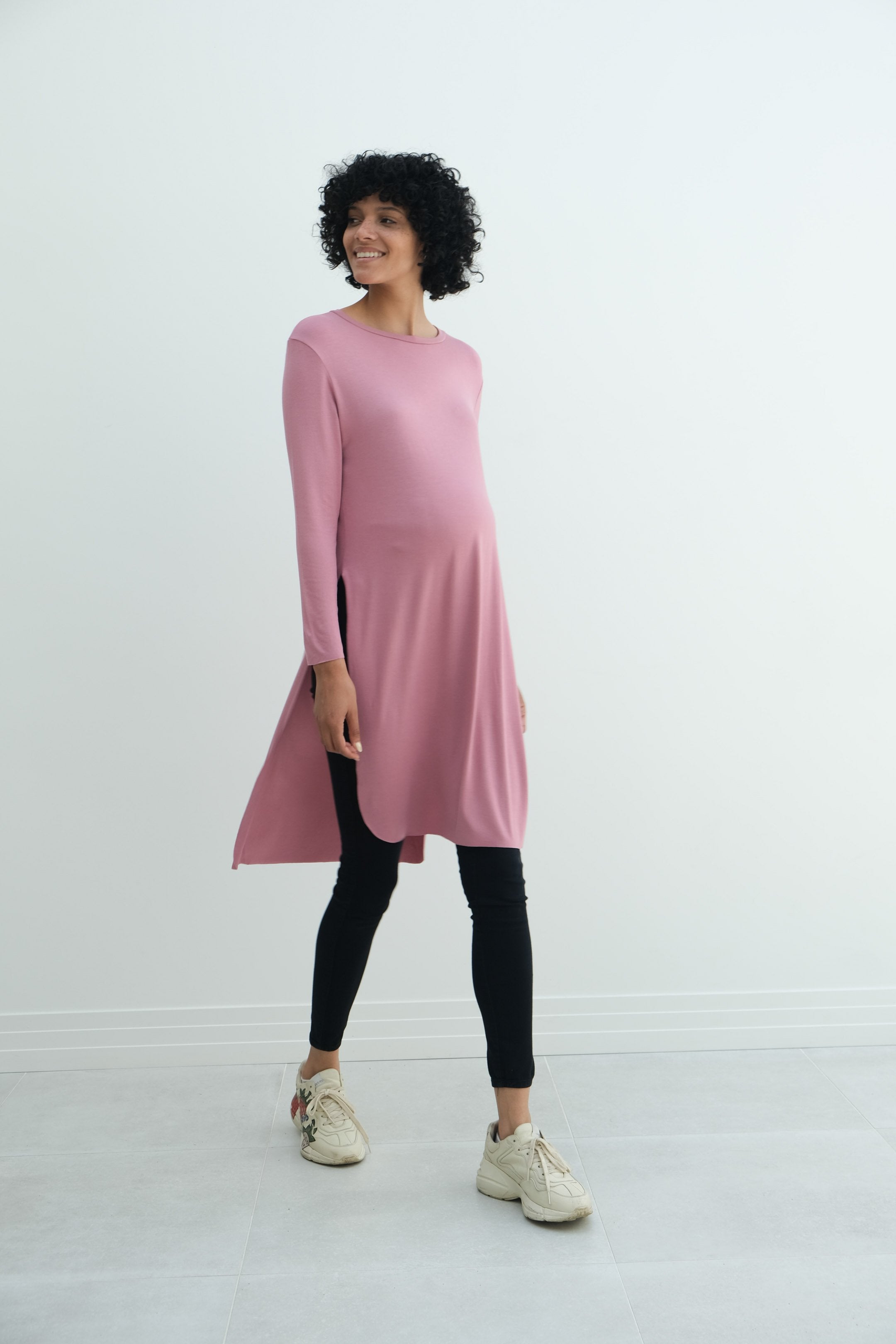 Camila | Maternity Long Sleeve Fitted Dress With Side Slit Camila | Maternity Long Sleeve Fitted Dress With Side Slit