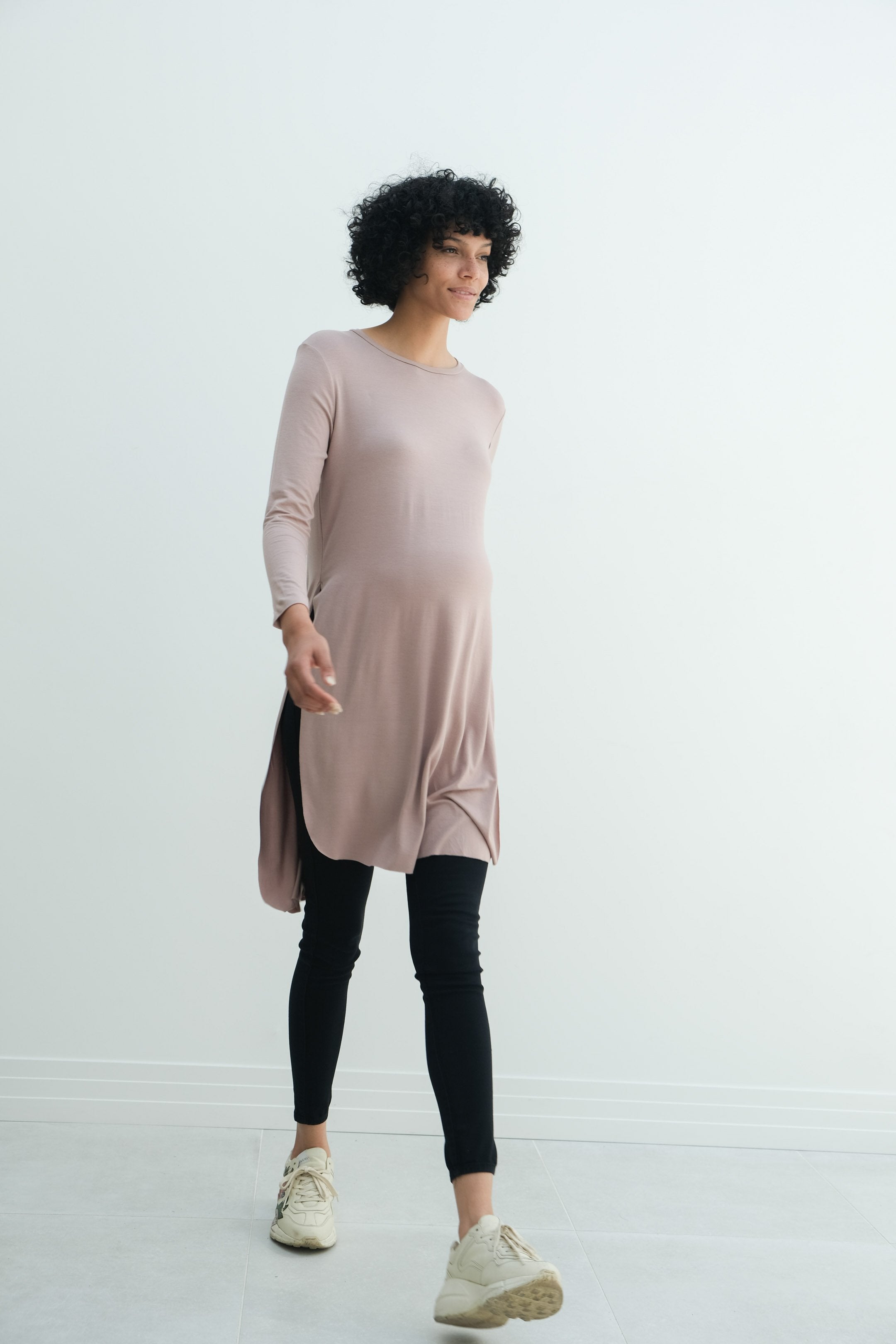 Camila | Maternity Long Sleeve Fitted Dress With Side Slit Camila | Maternity Long Sleeve Fitted Dress With Side Slit