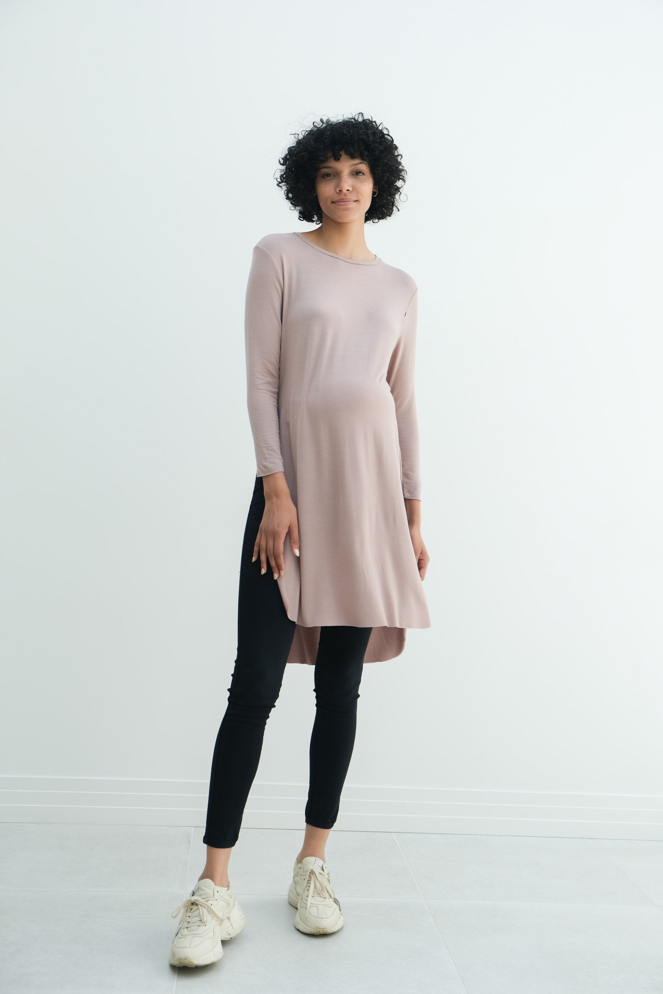 Camila | Maternity Long Sleeve Fitted Dress With Side Slit Camila | Maternity Long Sleeve Fitted Dress With Side Slit