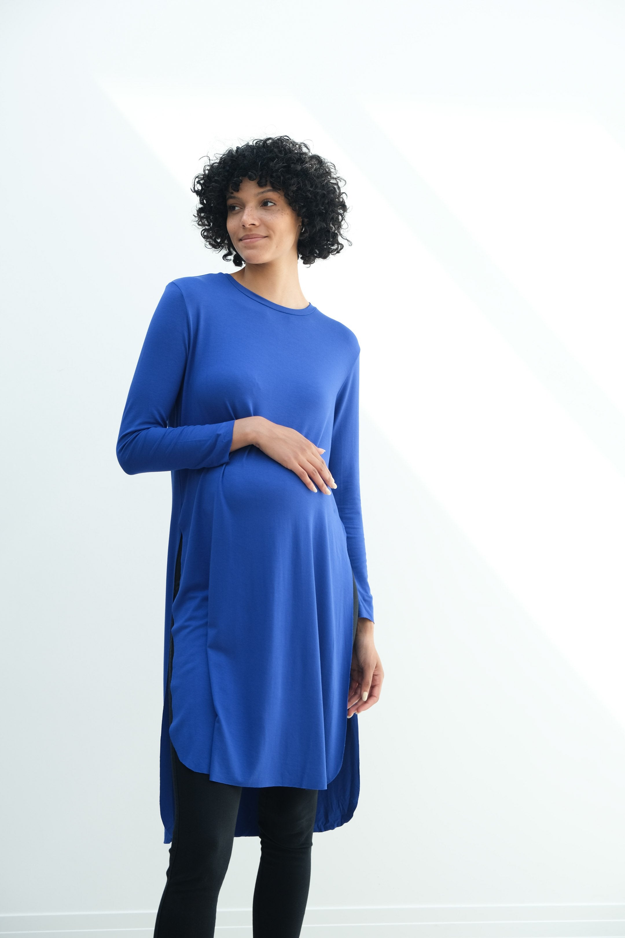 Camila | Maternity Long Sleeve Fitted Dress With Side Slit Camila | Maternity Long Sleeve Fitted Dress With Side Slit
