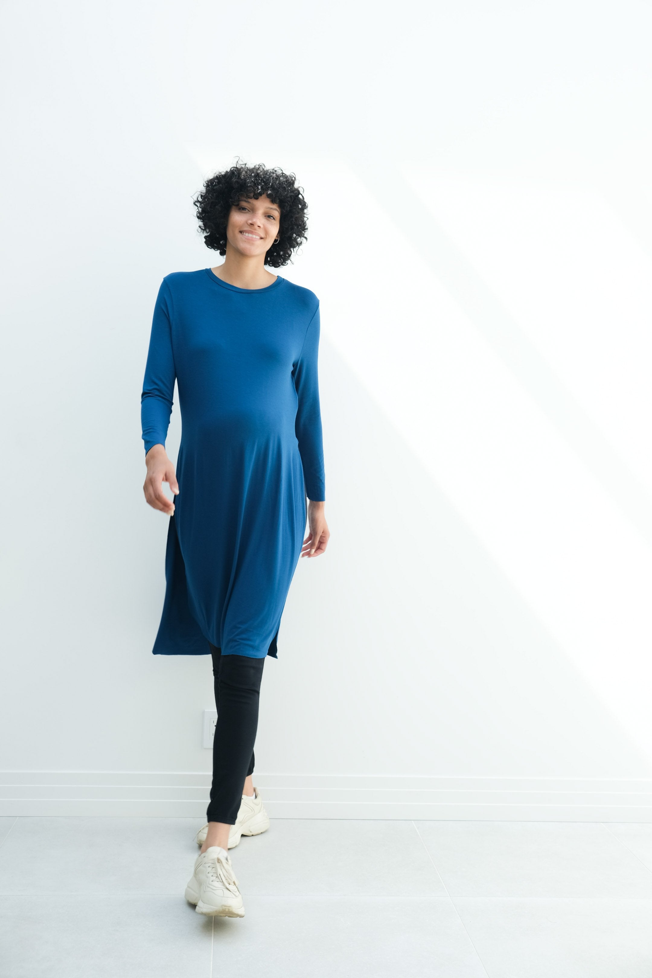 Camila | Maternity Long Sleeve Fitted Dress With Side Slit Camila | Maternity Long Sleeve Fitted Dress With Side Slit