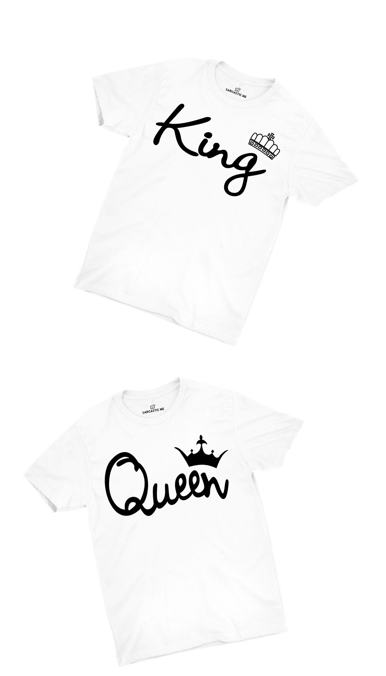 King & Queen Couples Unisex T-shirt Set King & Queen White Couples T-shirt Set | Sarcastic ME