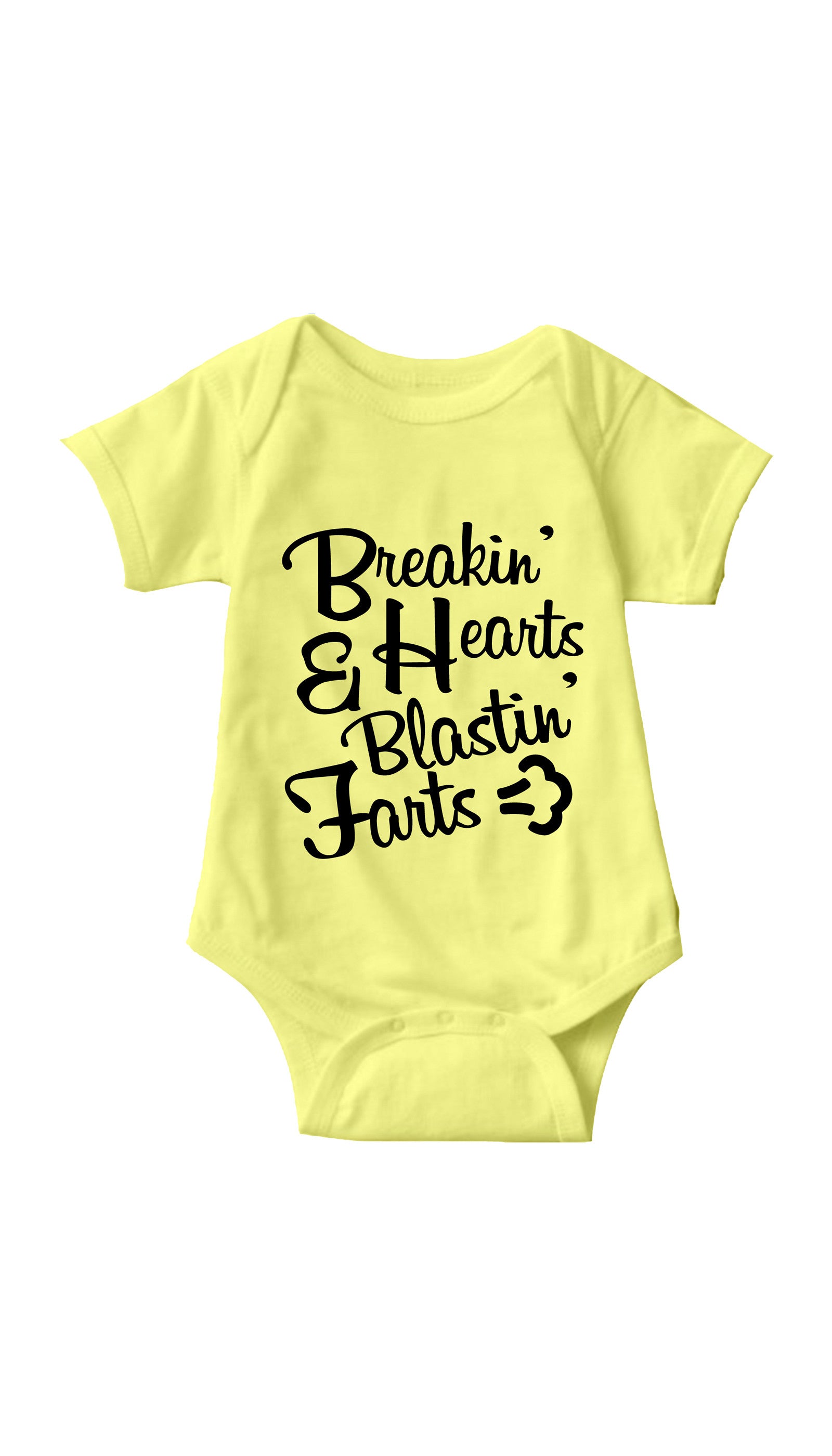 Breaking Hearts Blasting Farts Infant Onesie Breaking Hearts Blasting Farts Yellow Infant Onesie | Sarcastic ME