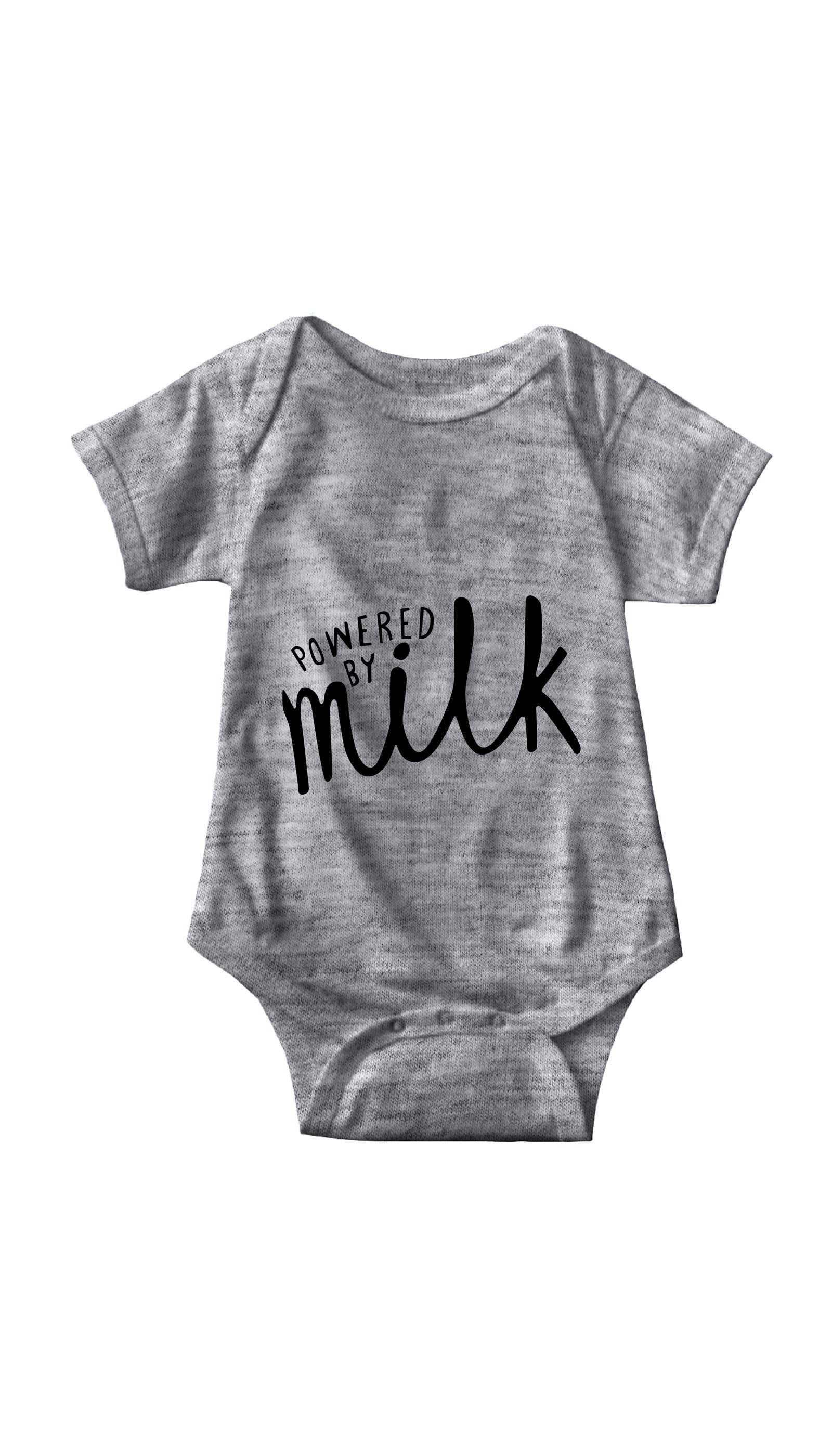 Powered By Milk Infant Onesie Powered By Milk Gray Infant Onesie | Sarcastic ME