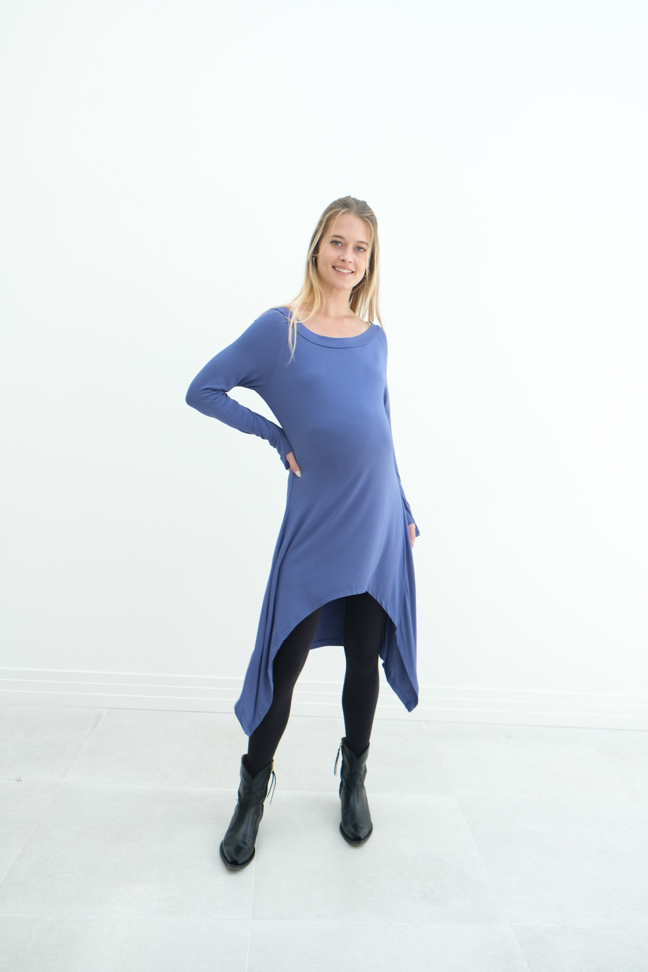 Luna | Long Sleeve Midi Maternity Dress With Bohemian Cut Luna | Long Sleeve Midi Maternity Dress With Bohemian Cut