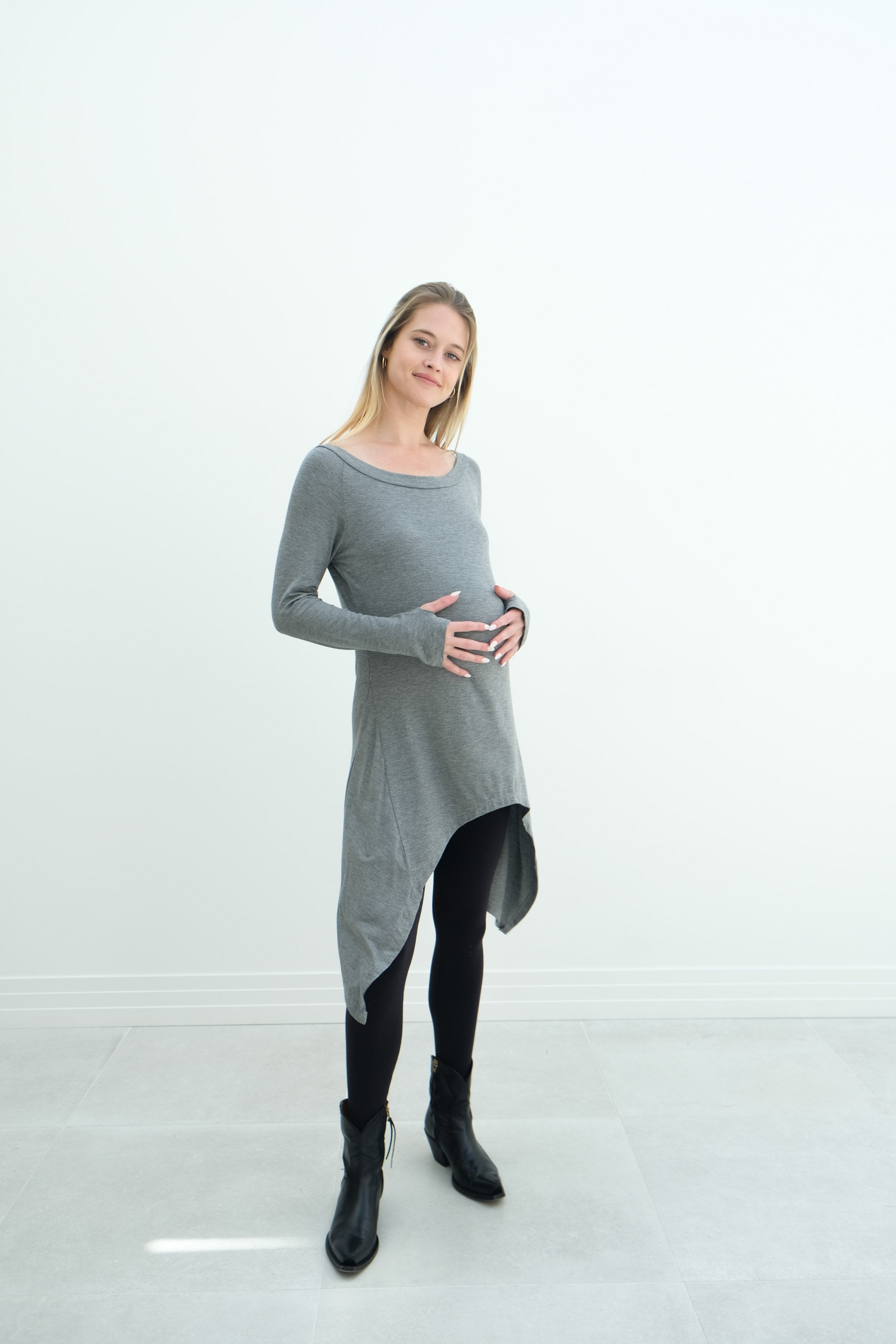 Luna | Long Sleeve Midi Maternity Dress With Bohemian Cut Luna | Long Sleeve Midi Maternity Dress With Bohemian Cut