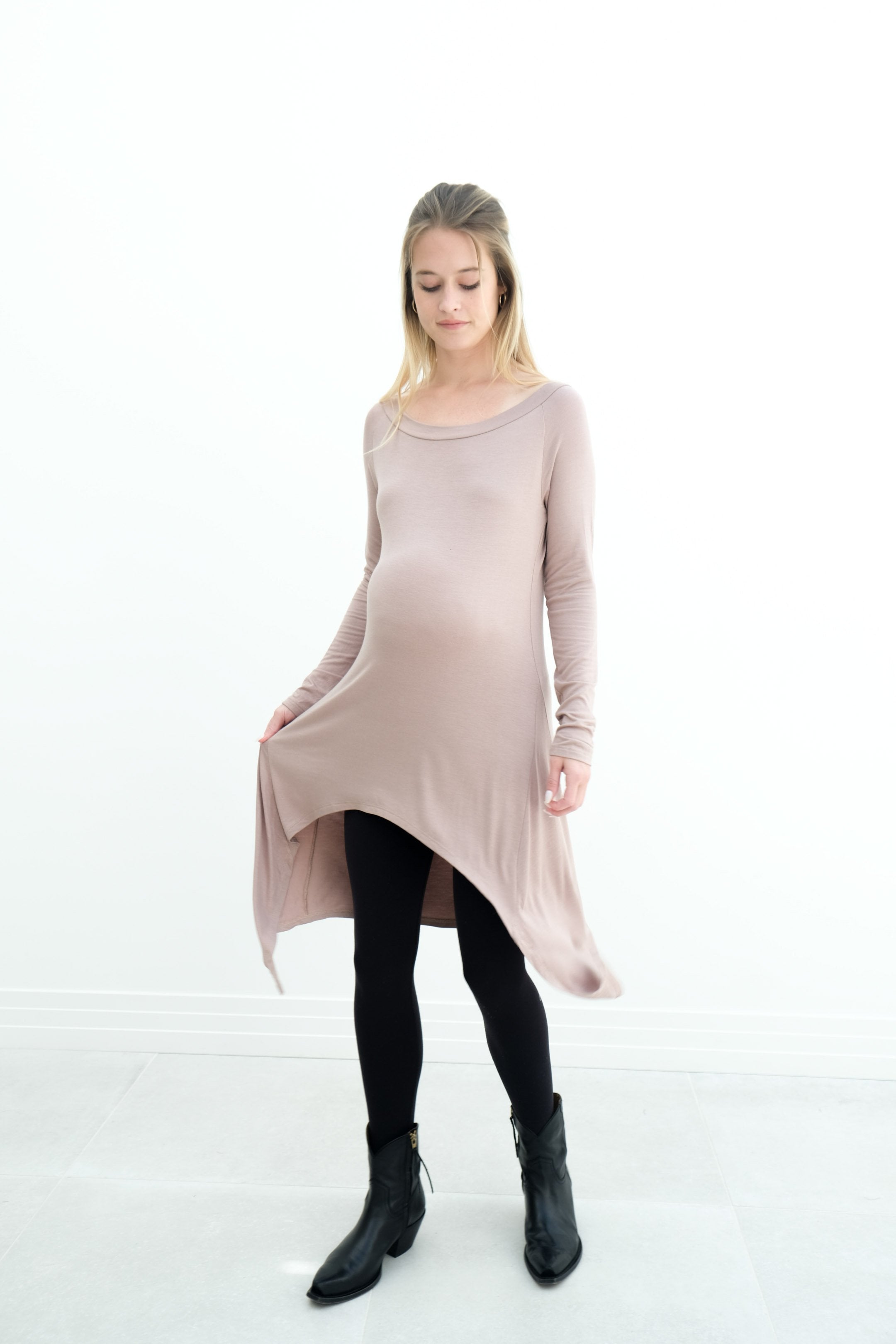 Luna | Long Sleeve Midi Maternity Dress With Bohemian Cut Luna | Long Sleeve Midi Maternity Dress With Bohemian Cut