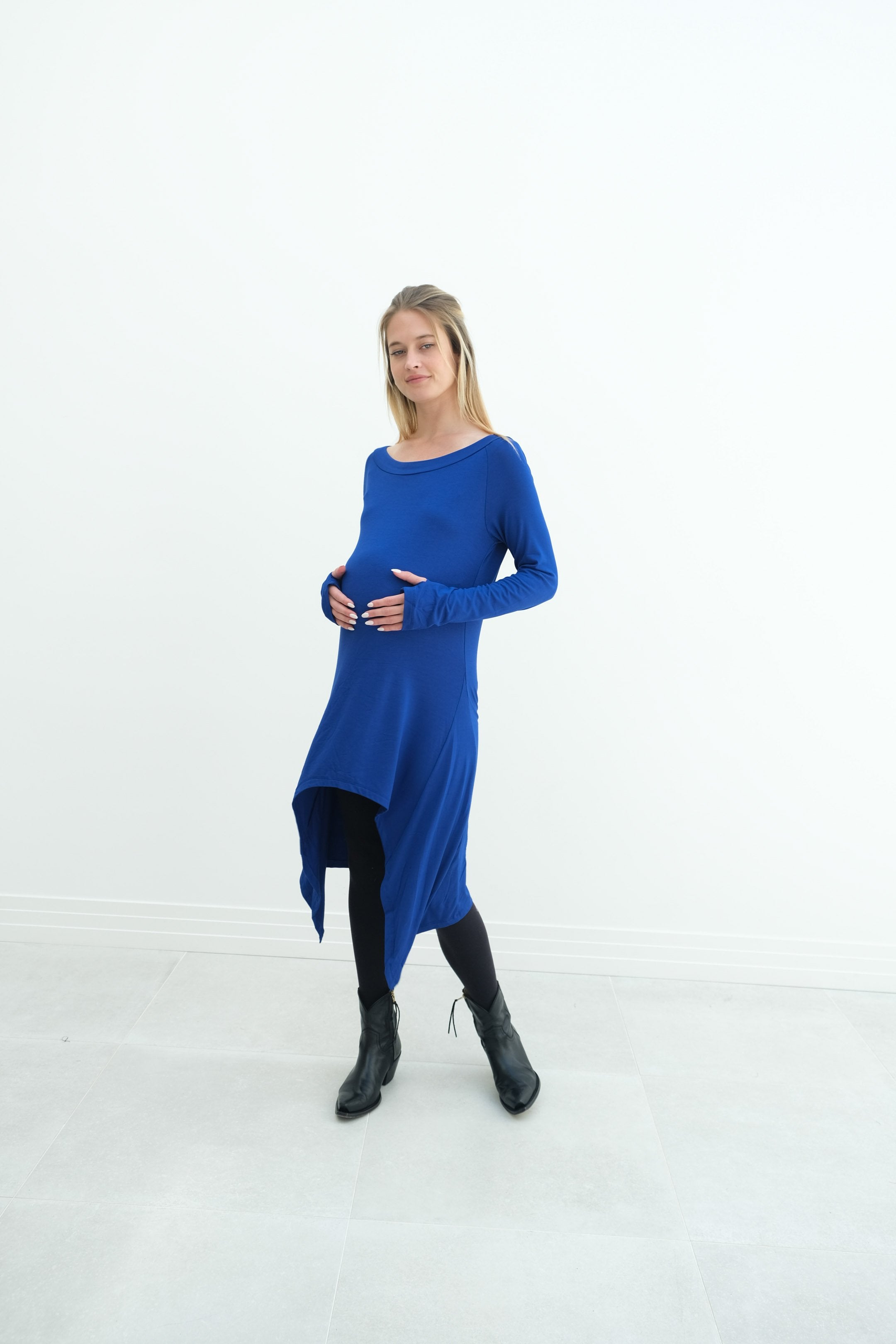 Luna | Long Sleeve Midi Maternity Dress With Bohemian Cut Luna | Long Sleeve Midi Maternity Dress With Bohemian Cut