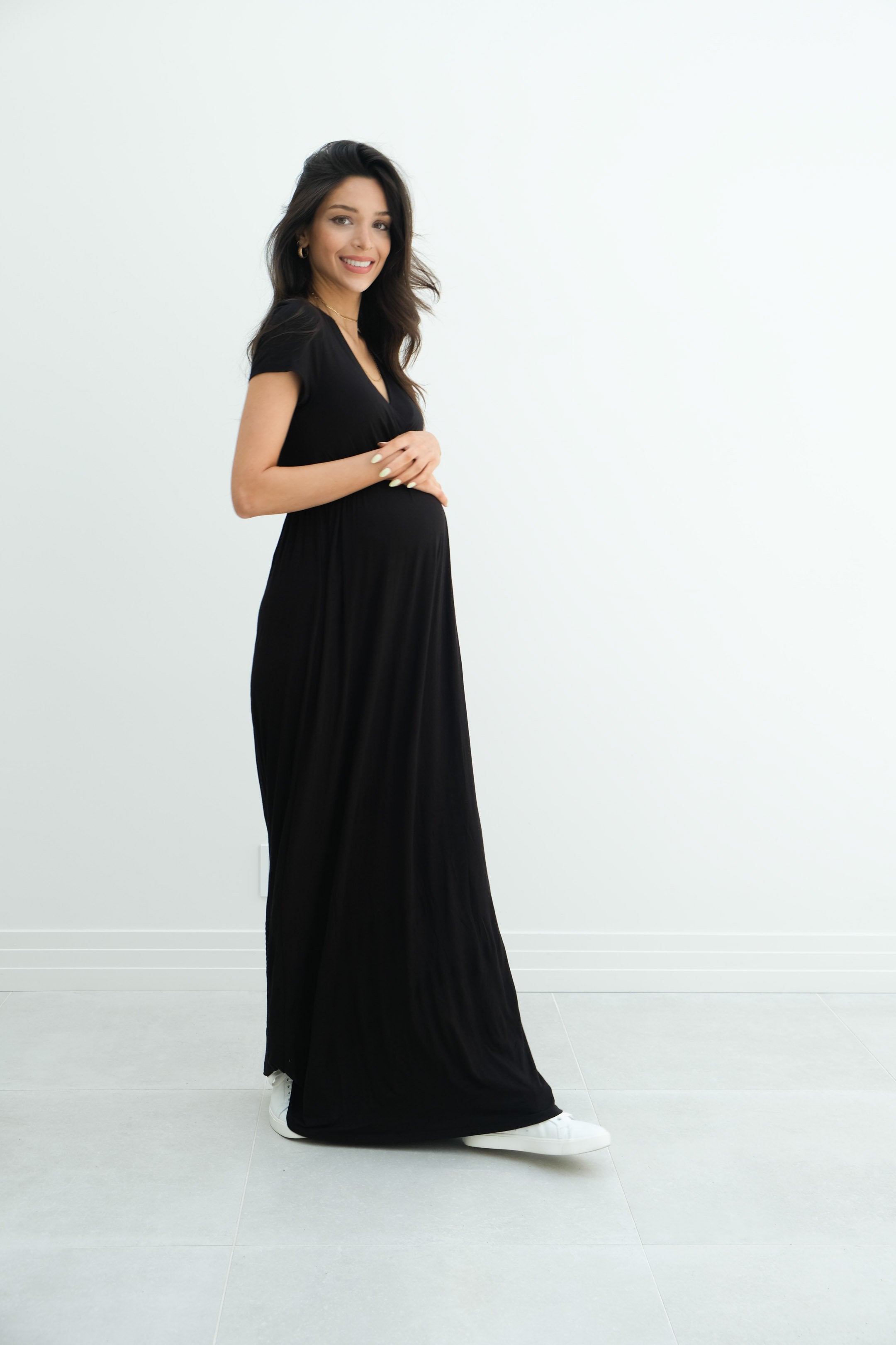 Catalina | Maternity Midi Flowy Wrap Dress with Tie Waist Catalina | Maternity Midi Flowy Wrap Dress with Tie Waist
