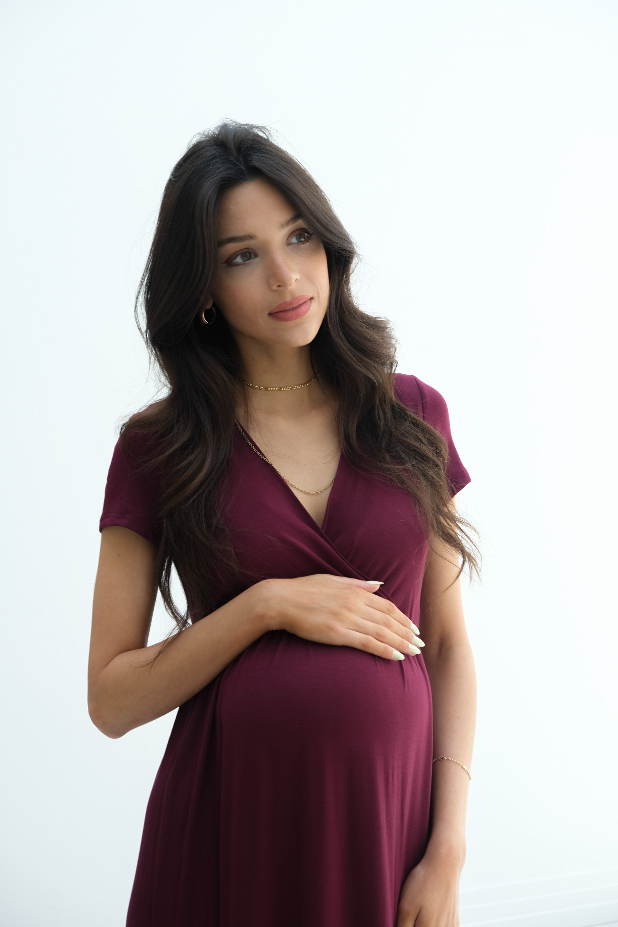Catalina | Maternity Midi Flowy Wrap Dress with Tie Waist Catalina | Maternity Midi Flowy Wrap Dress with Tie Waist