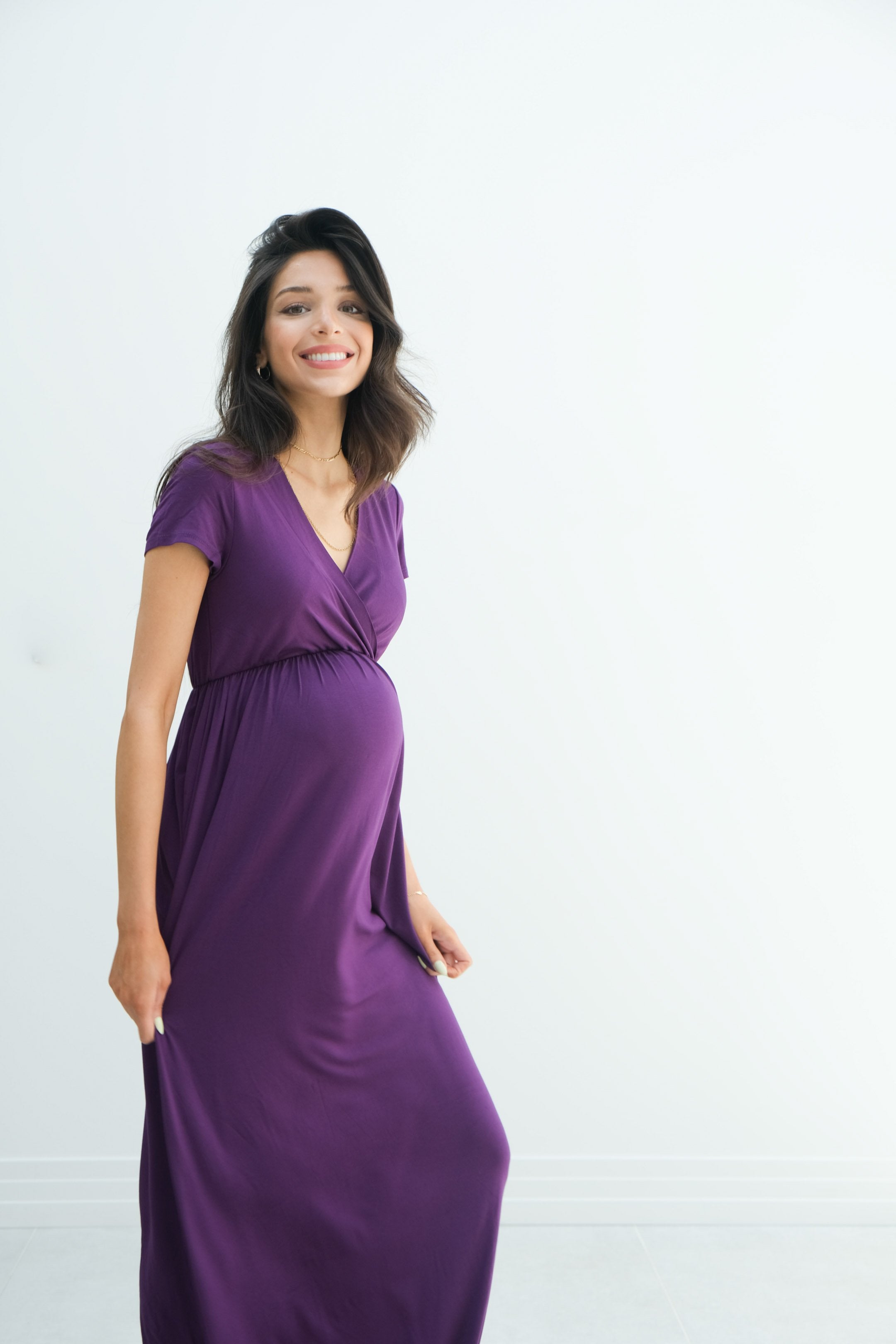 Catalina | Maternity Midi Flowy Wrap Dress with Tie Waist Catalina | Maternity Midi Flowy Wrap Dress with Tie Waist