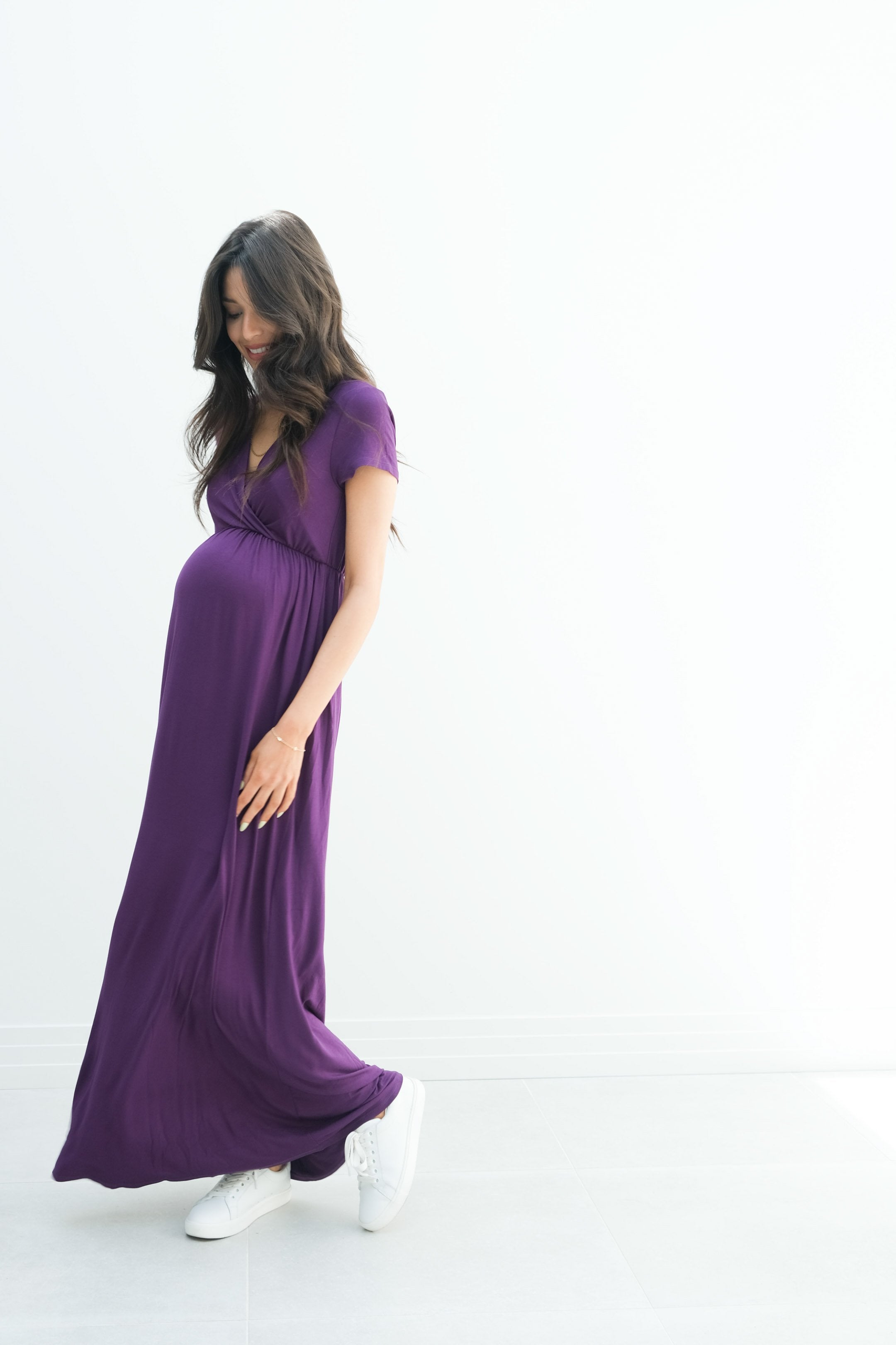 Catalina | Maternity Midi Flowy Wrap Dress with Tie Waist Catalina | Maternity Midi Flowy Wrap Dress with Tie Waist