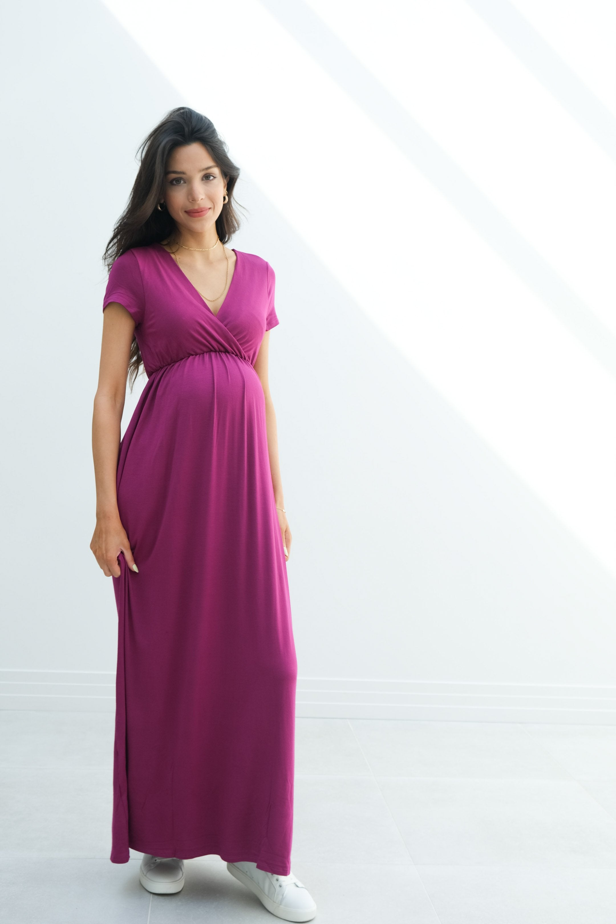 Catalina | Maternity Midi Flowy Wrap Dress with Tie Waist Catalina | Maternity Midi Flowy Wrap Dress with Tie Waist