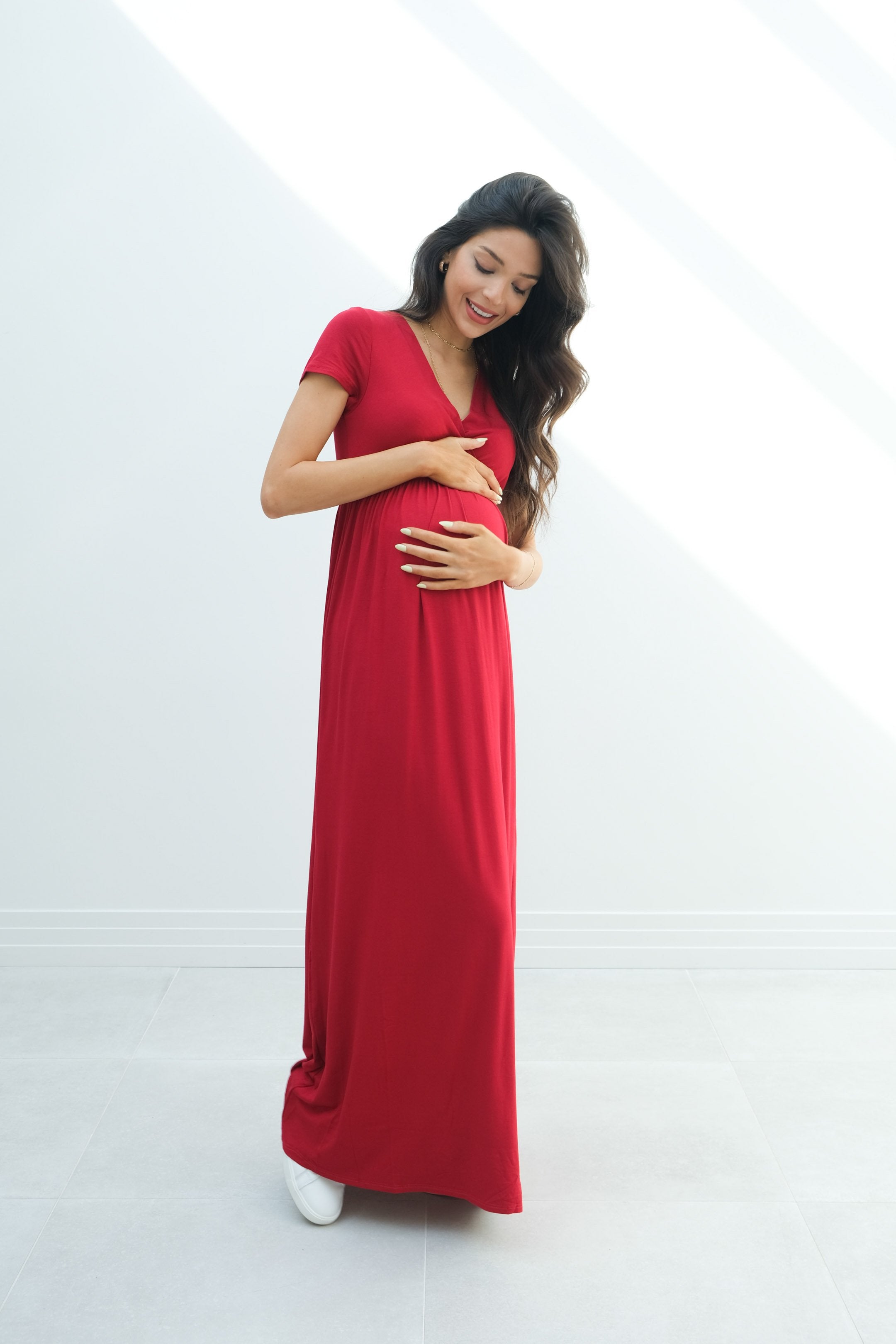 Catalina | Maternity Midi Flowy Wrap Dress with Tie Waist Catalina | Maternity Midi Flowy Wrap Dress with Tie Waist