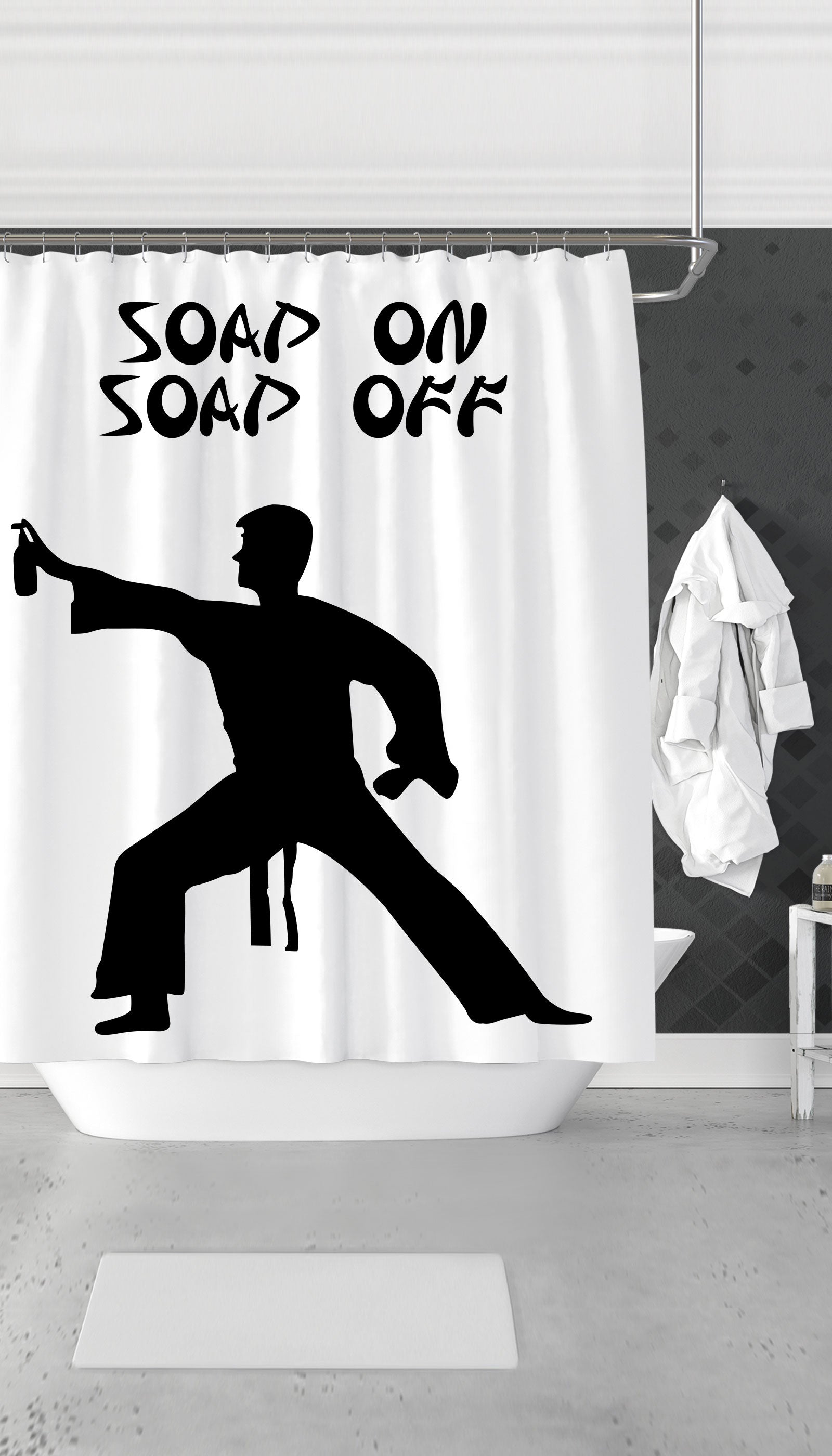 Soap On Soap Off Funny Shower Curtain Soap On Soap Off Funny & Clever Dorm Shower Curtain Gift | Sarcastic ME