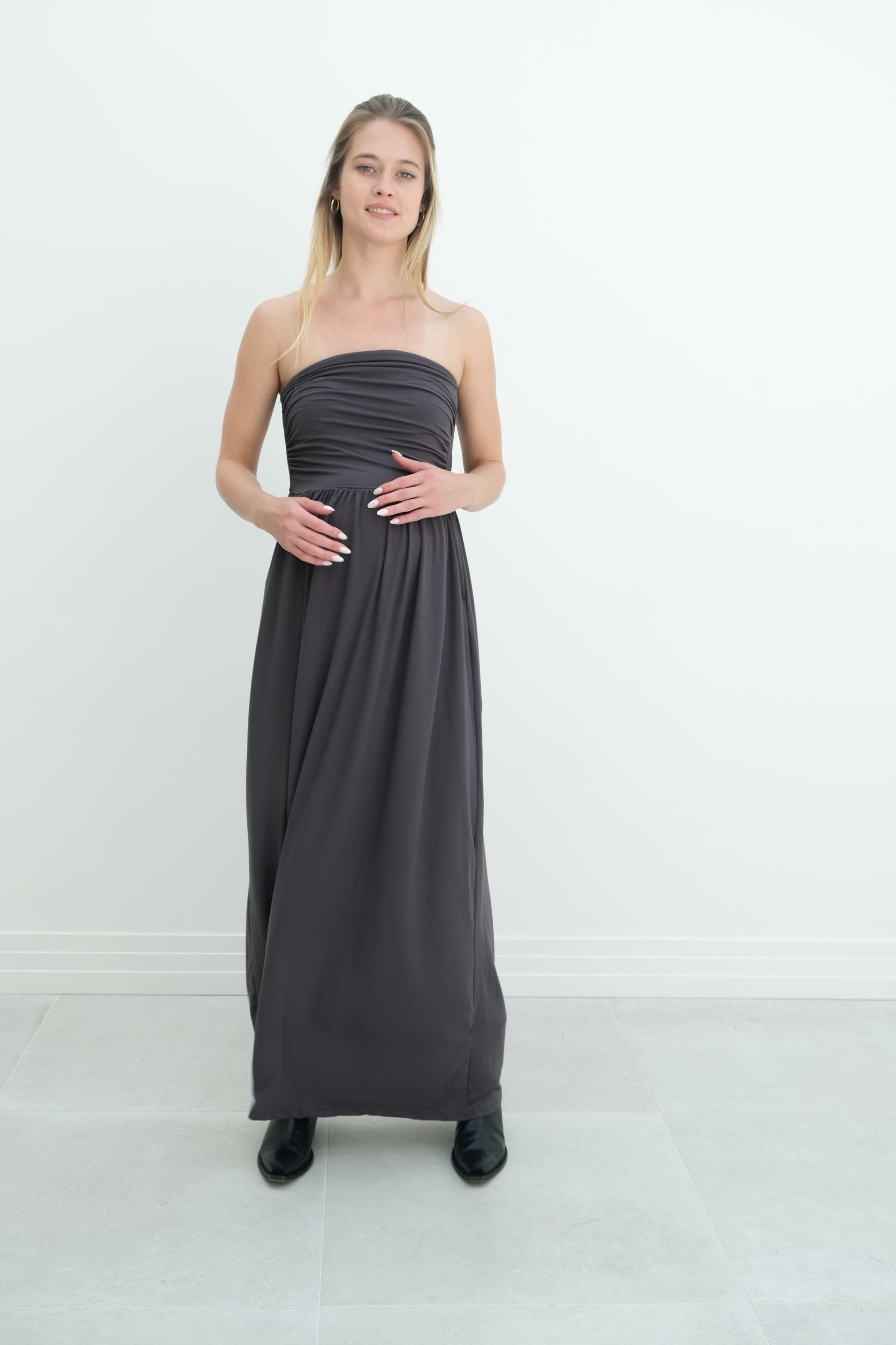 Sasha | Strapless Maxi Maternity Sundress With Empire Waist Sasha | Strapless Maxi Maternity Sundress With Empire Waist