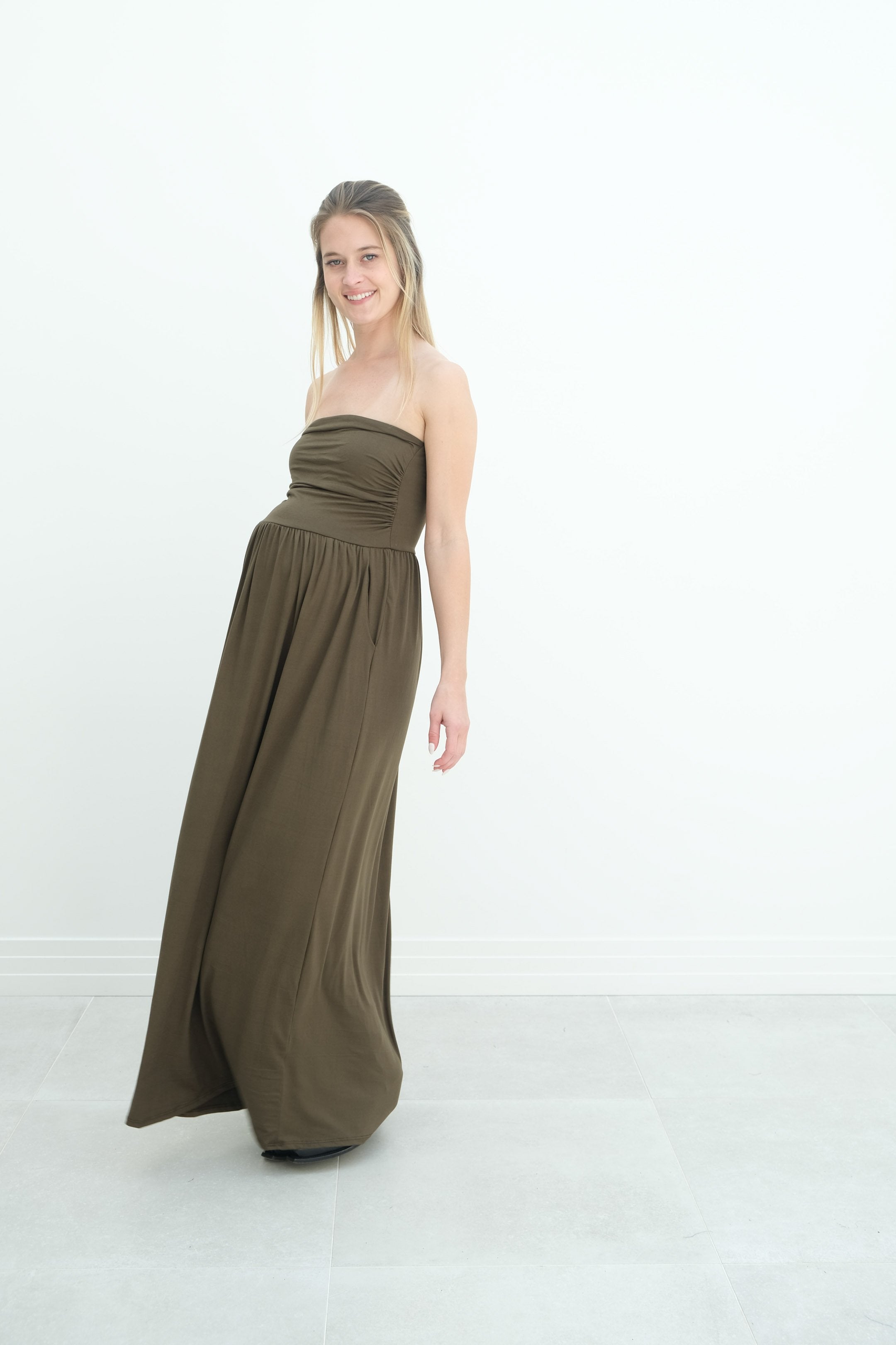 Sasha | Strapless Maxi Maternity Sundress With Empire Waist Sasha | Strapless Maxi Maternity Sundress With Empire Waist