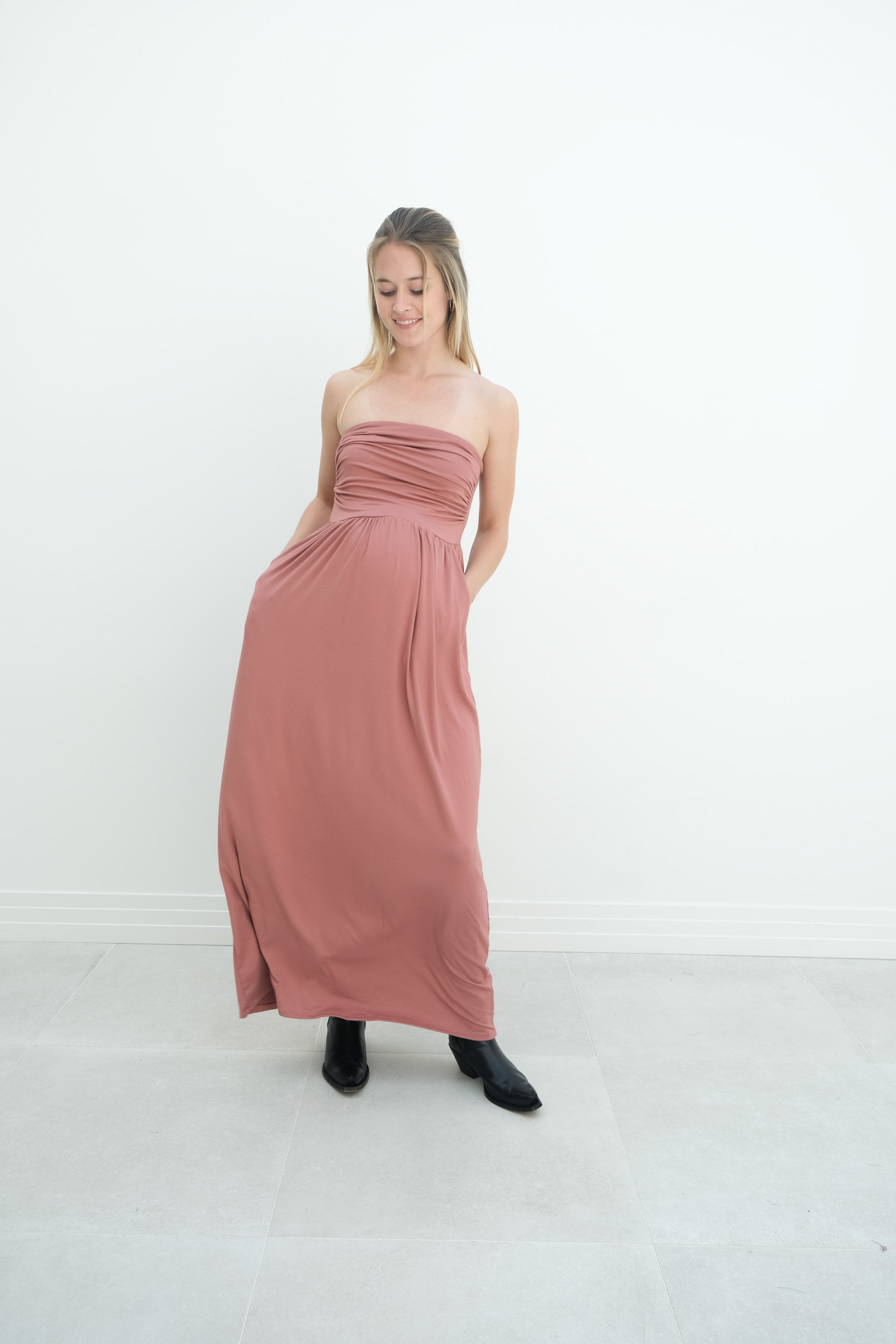 Sasha | Strapless Maxi Maternity Sundress With Empire Waist Sasha | Strapless Maxi Maternity Sundress With Empire Waist