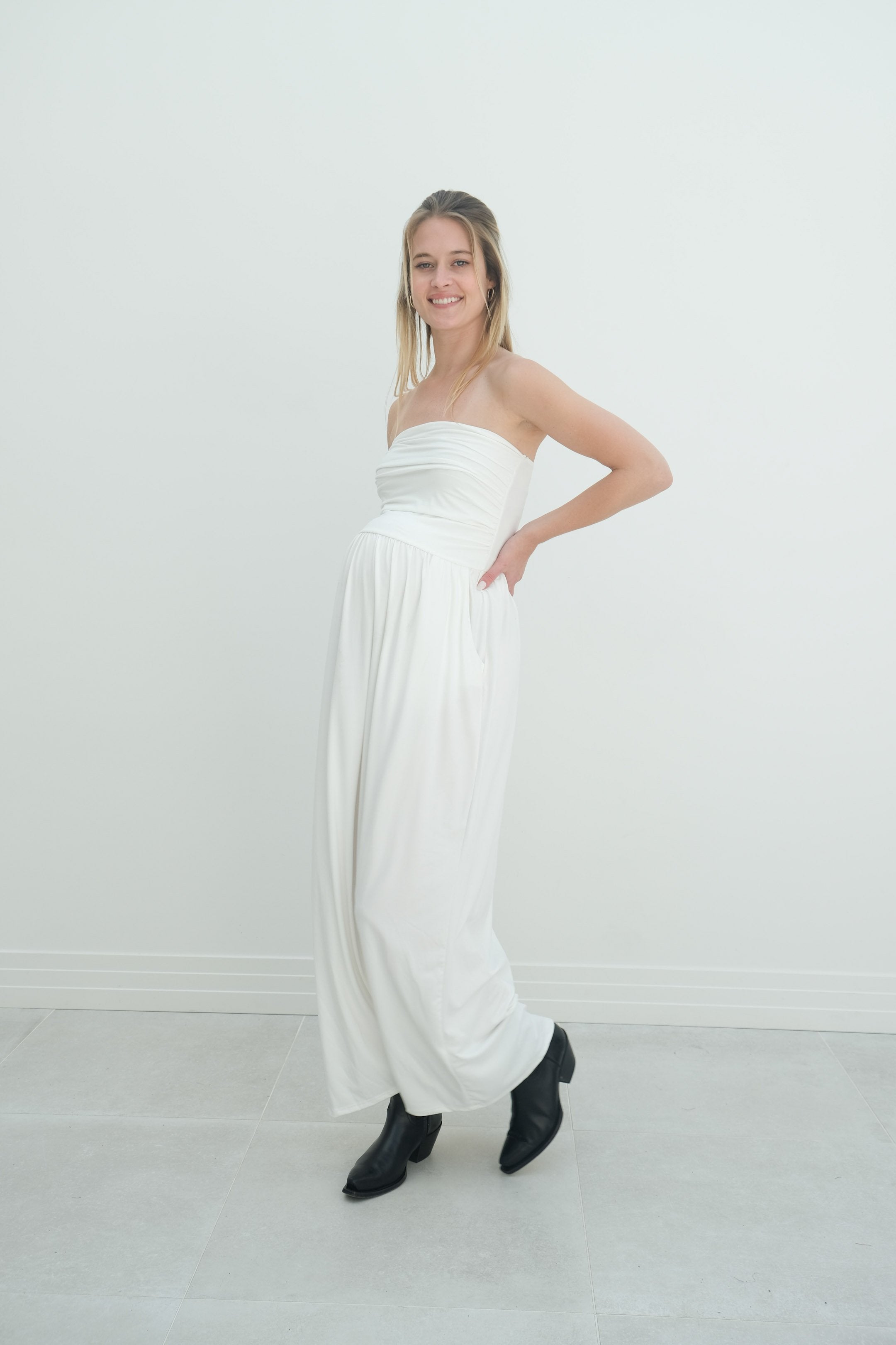 Sasha | Strapless Maxi Maternity Sundress With Empire Waist Sasha | Strapless Maxi Maternity Sundress With Empire Waist