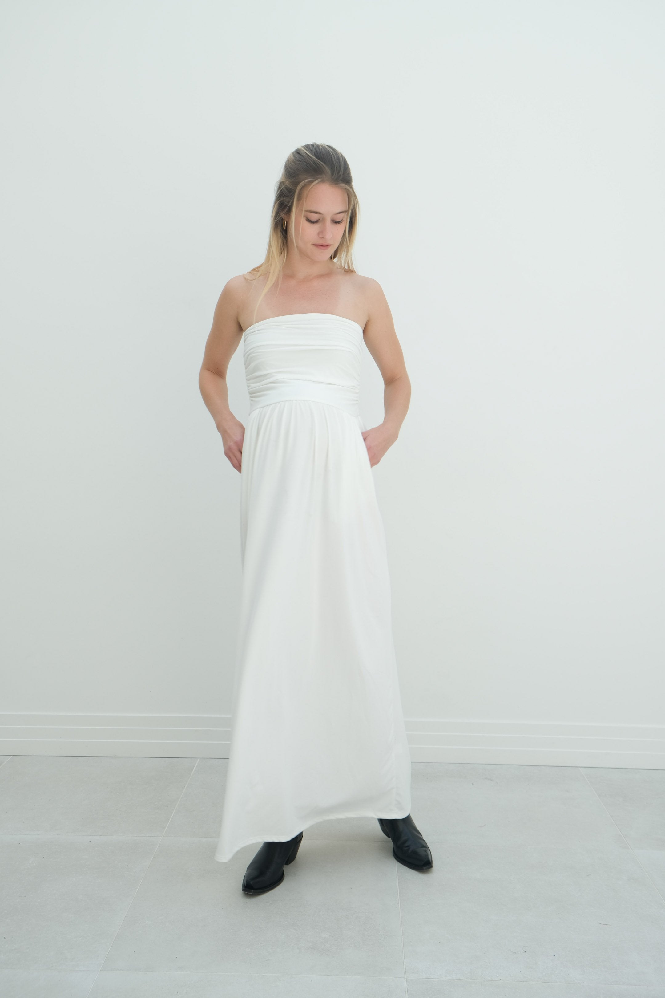 Sasha | Strapless Maxi Maternity Sundress With Empire Waist Sasha | Strapless Maxi Maternity Sundress With Empire Waist