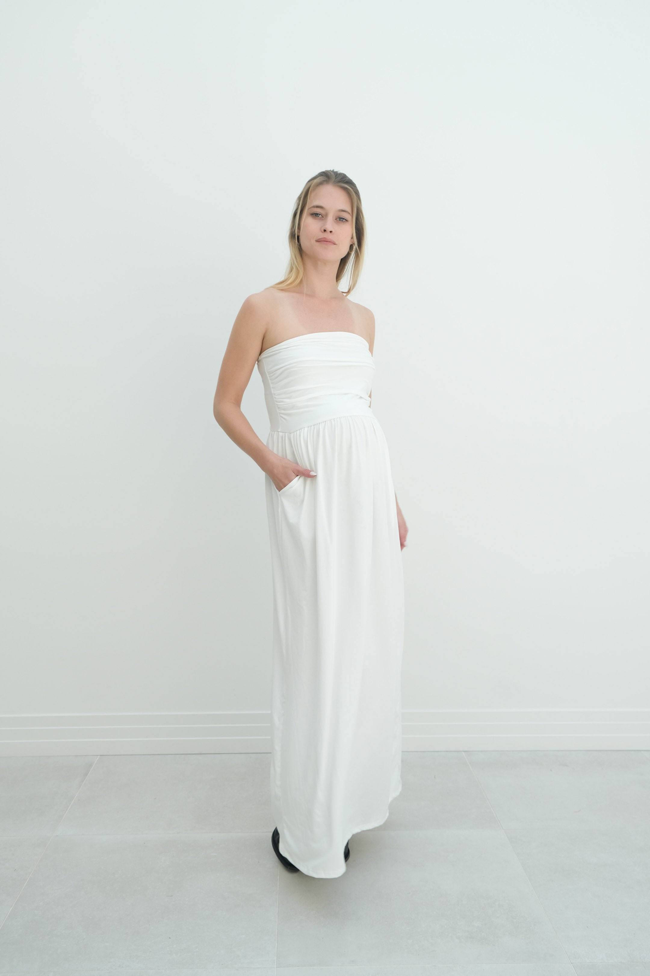 Sasha | Strapless Maxi Maternity Sundress With Empire Waist Sasha | Strapless Maxi Maternity Sundress With Empire Waist