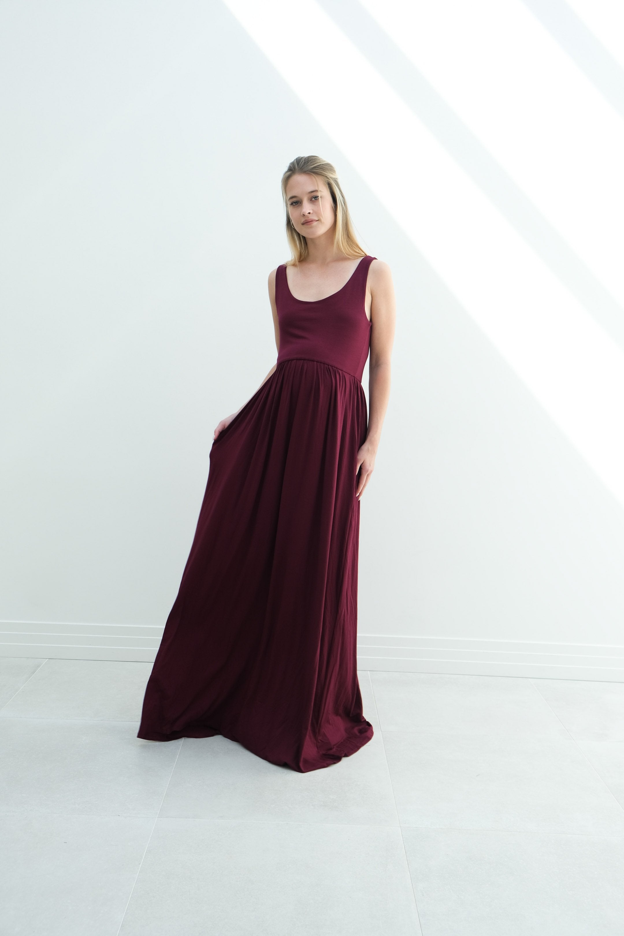Hazel | Maternity Maxi Tank Dress With Fitted Waist Hazel | Maternity Maxi Tank Dress With Fitted Waist