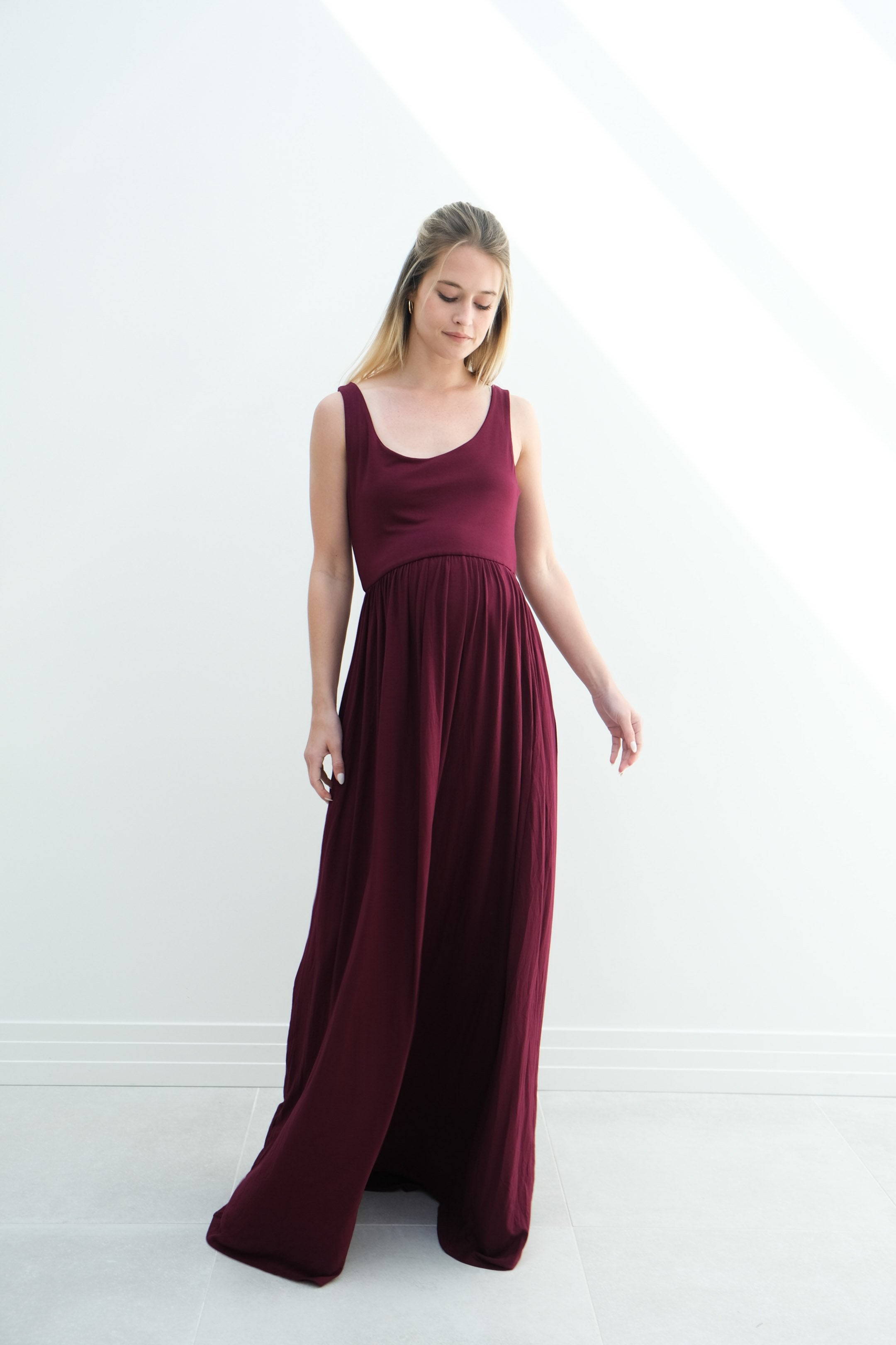 Hazel | Maternity Maxi Tank Dress With Fitted Waist Hazel | Maternity Maxi Tank Dress With Fitted Waist