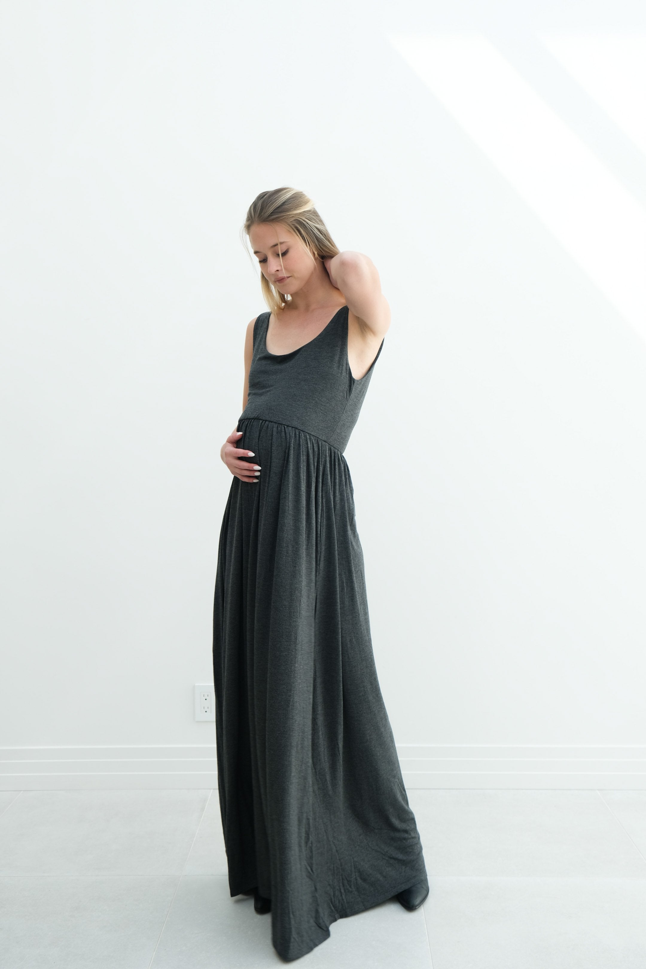 Hazel | Maternity Maxi Tank Dress With Fitted Waist Hazel | Maternity Maxi Tank Dress With Fitted Waist