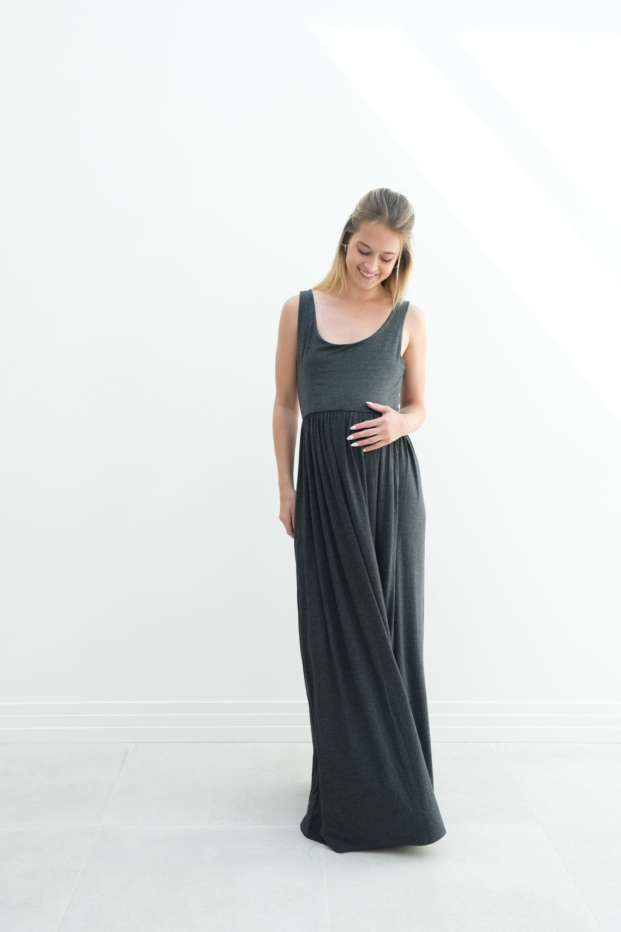 Hazel | Maternity Maxi Tank Dress With Fitted Waist Hazel | Maternity Maxi Tank Dress With Fitted Waist