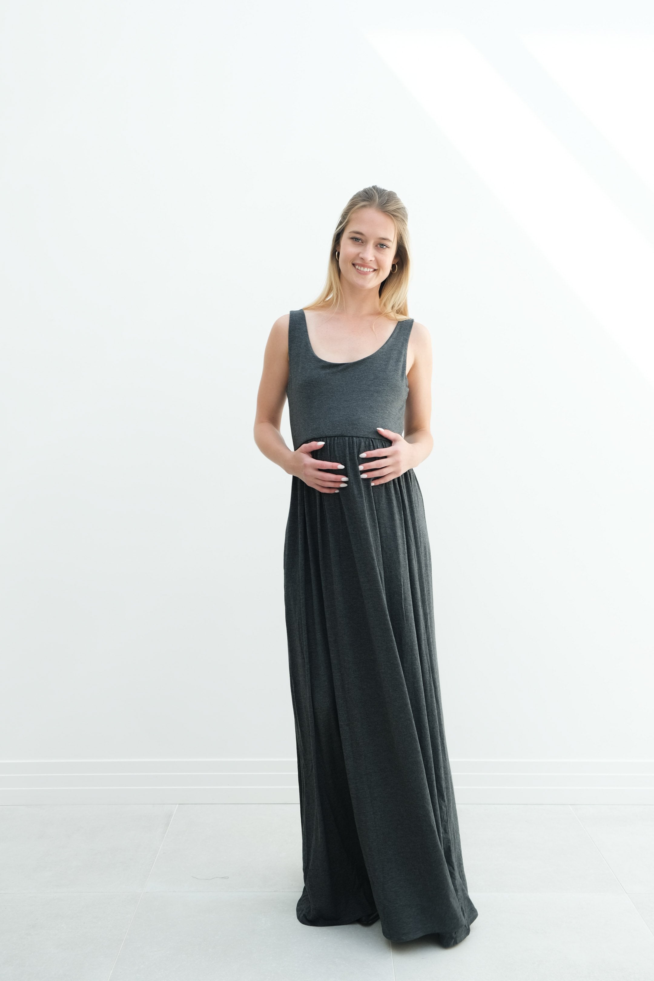 Hazel | Maternity Maxi Tank Dress With Fitted Waist Hazel | Maternity Maxi Tank Dress With Fitted Waist