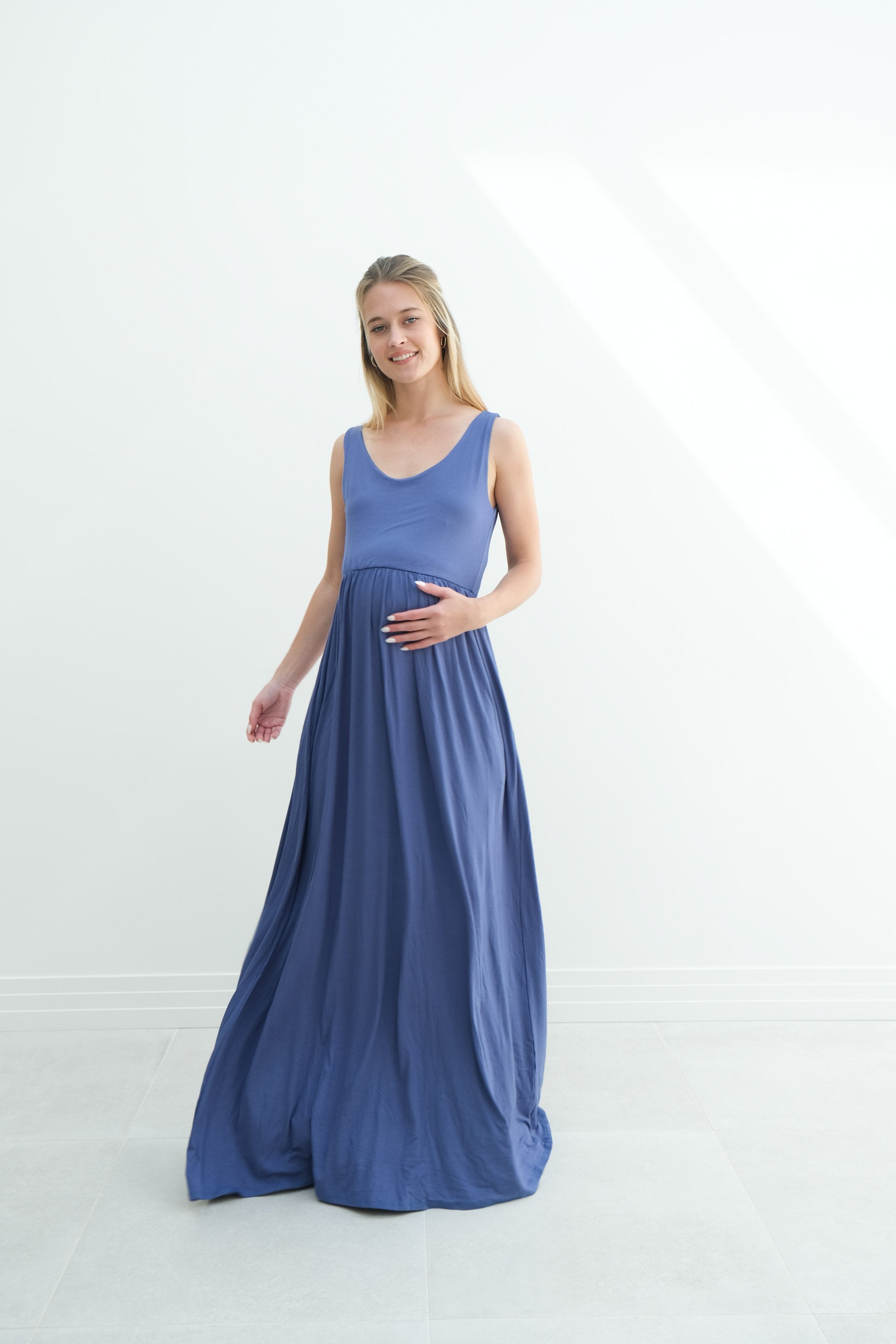 Hazel | Maternity Maxi Tank Dress With Fitted Waist Hazel | Maternity Maxi Tank Dress With Fitted Waist