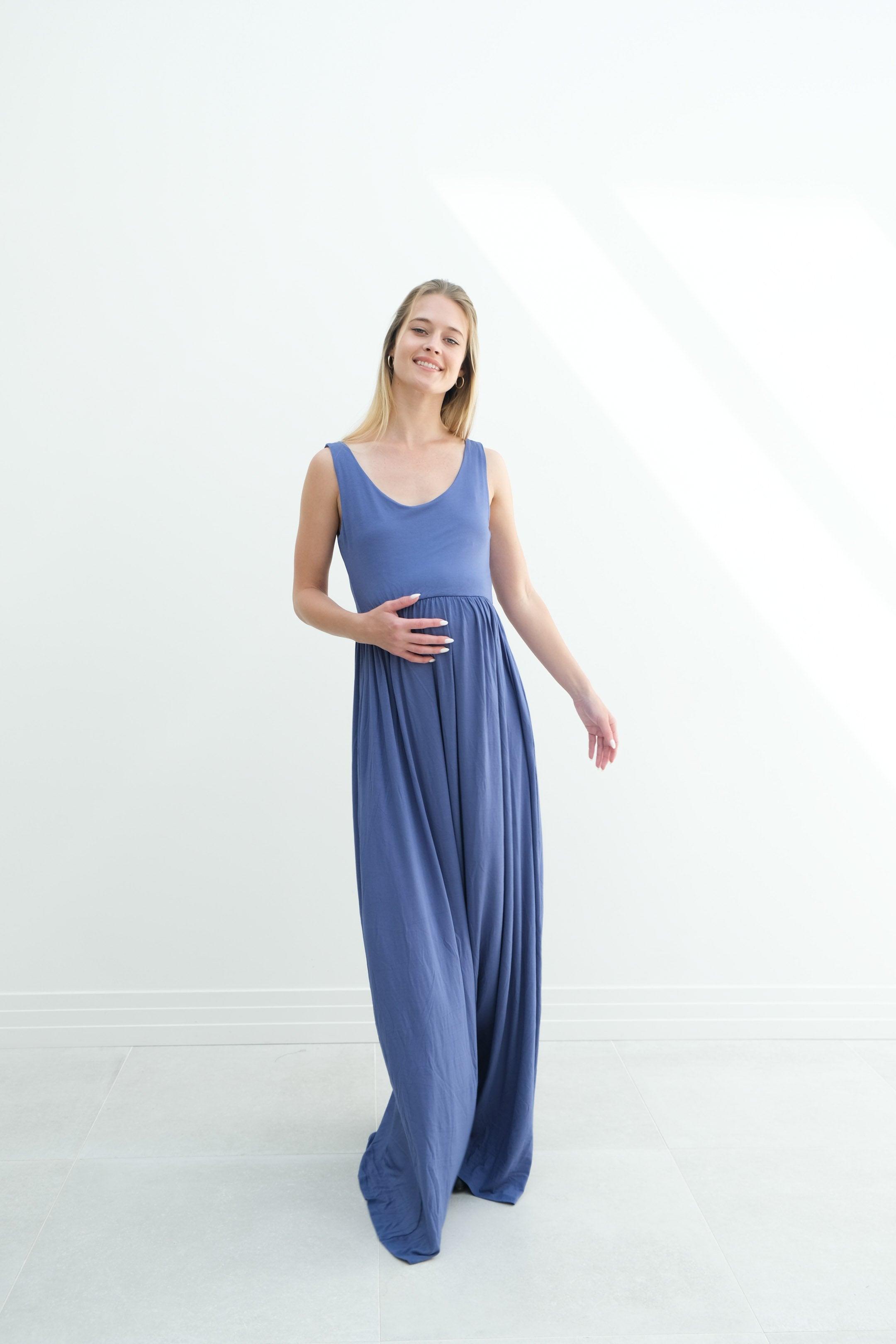 Hazel | Maternity Maxi Tank Dress With Fitted Waist Hazel | Maternity Maxi Tank Dress With Fitted Waist