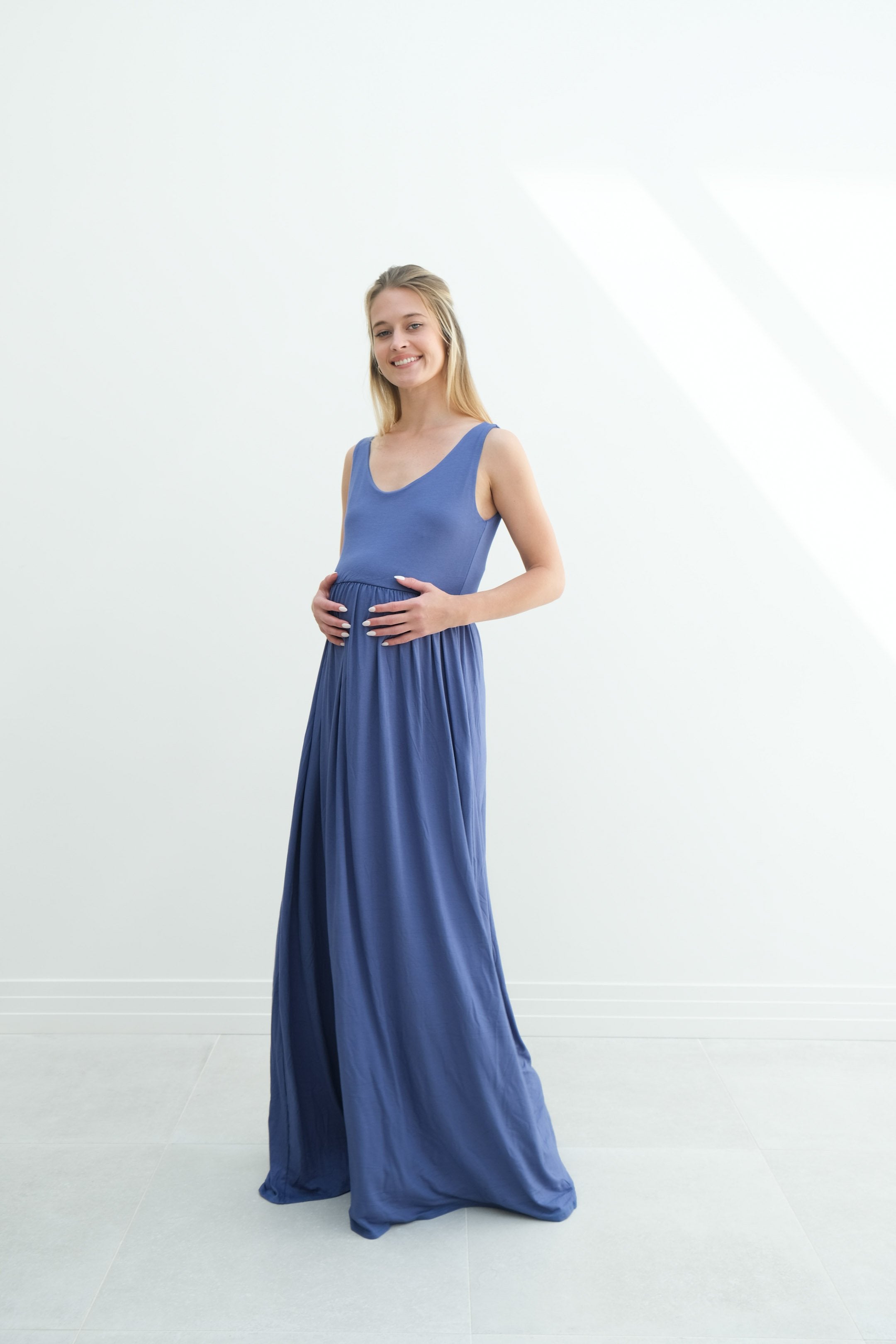 Hazel | Maternity Maxi Tank Dress With Fitted Waist Hazel | Maternity Maxi Tank Dress With Fitted Waist