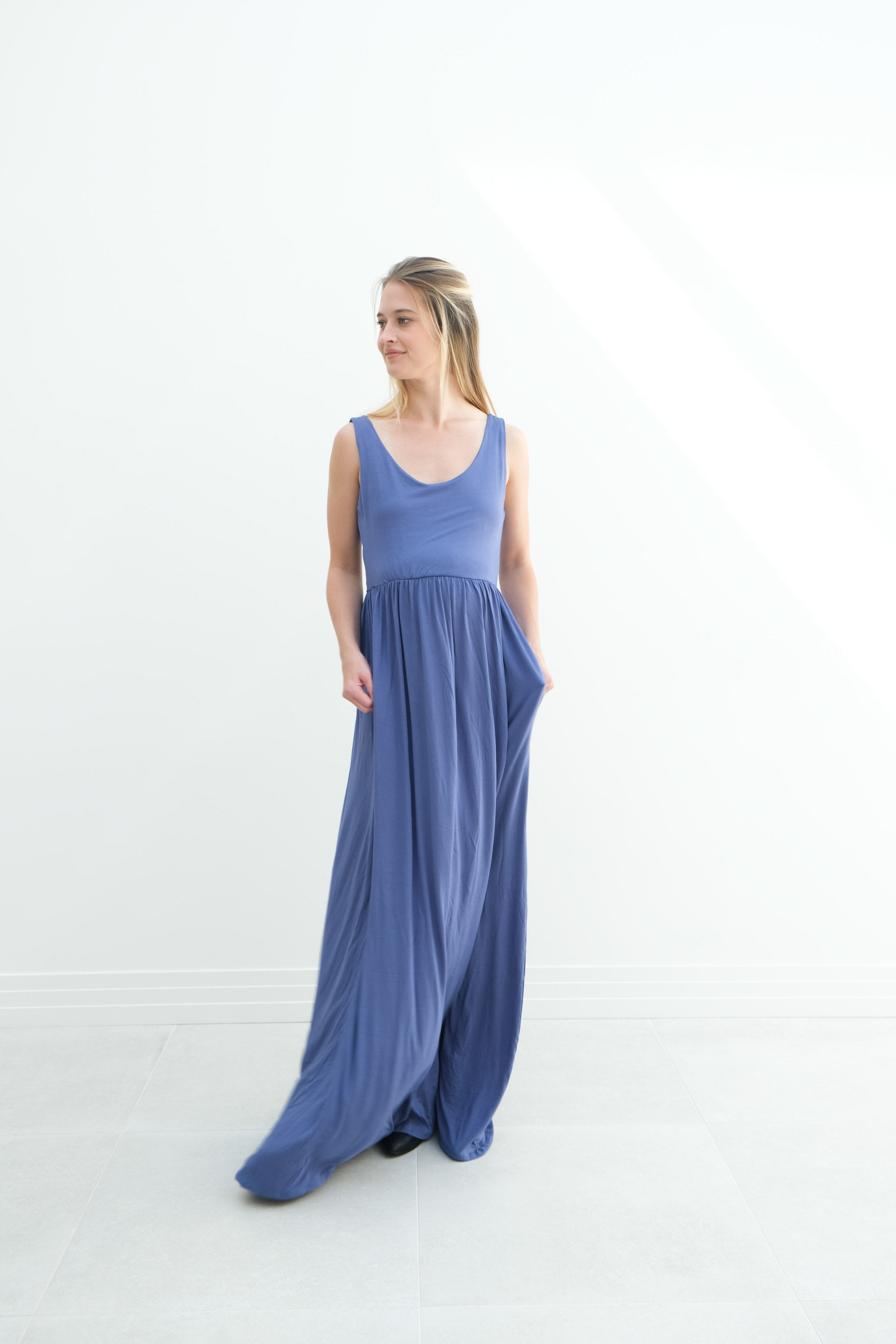 Hazel | Maternity Maxi Tank Dress With Fitted Waist Hazel | Maternity Maxi Tank Dress With Fitted Waist