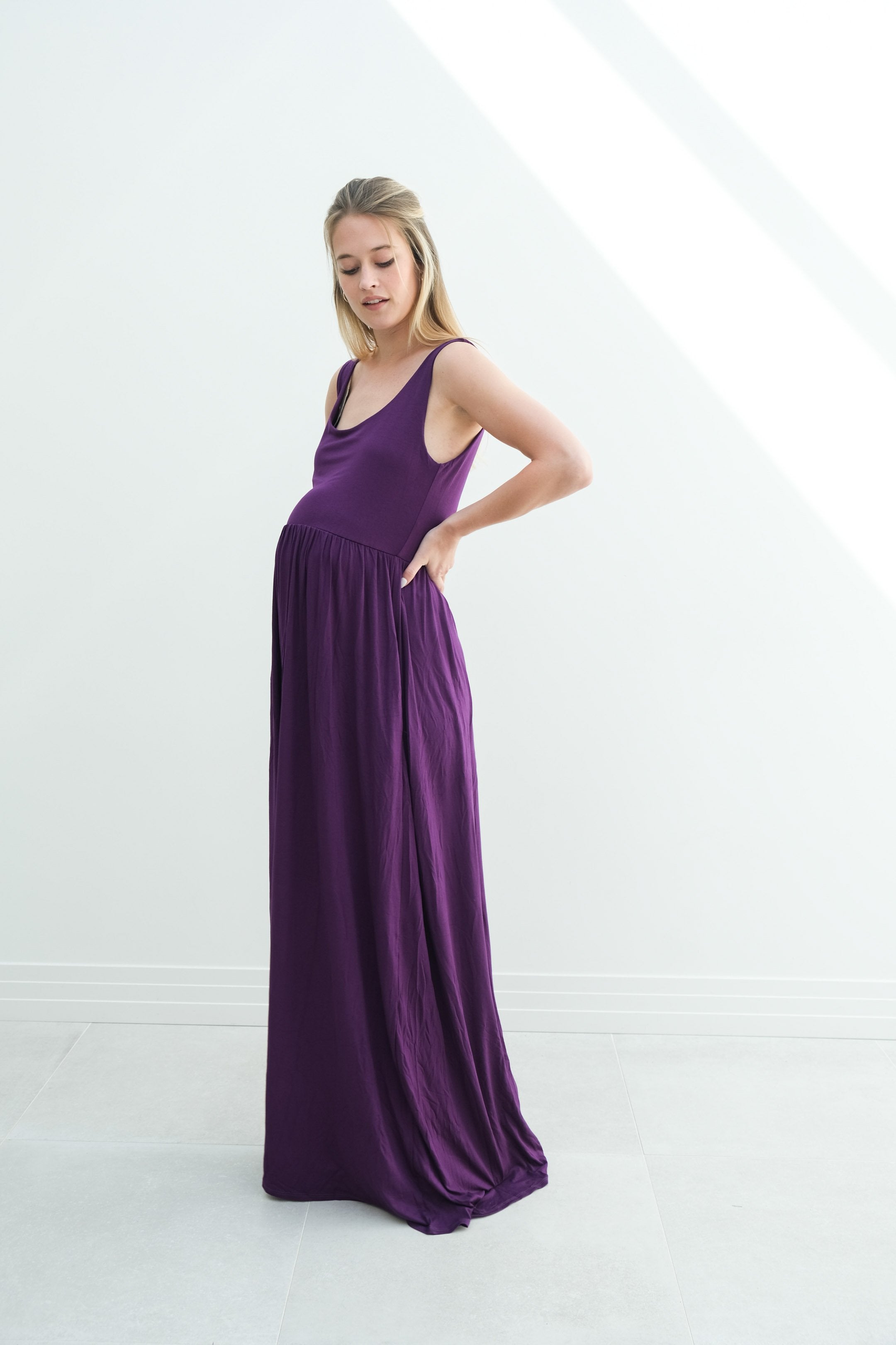 Hazel | Maternity Maxi Tank Dress With Fitted Waist Hazel | Maternity Maxi Tank Dress With Fitted Waist