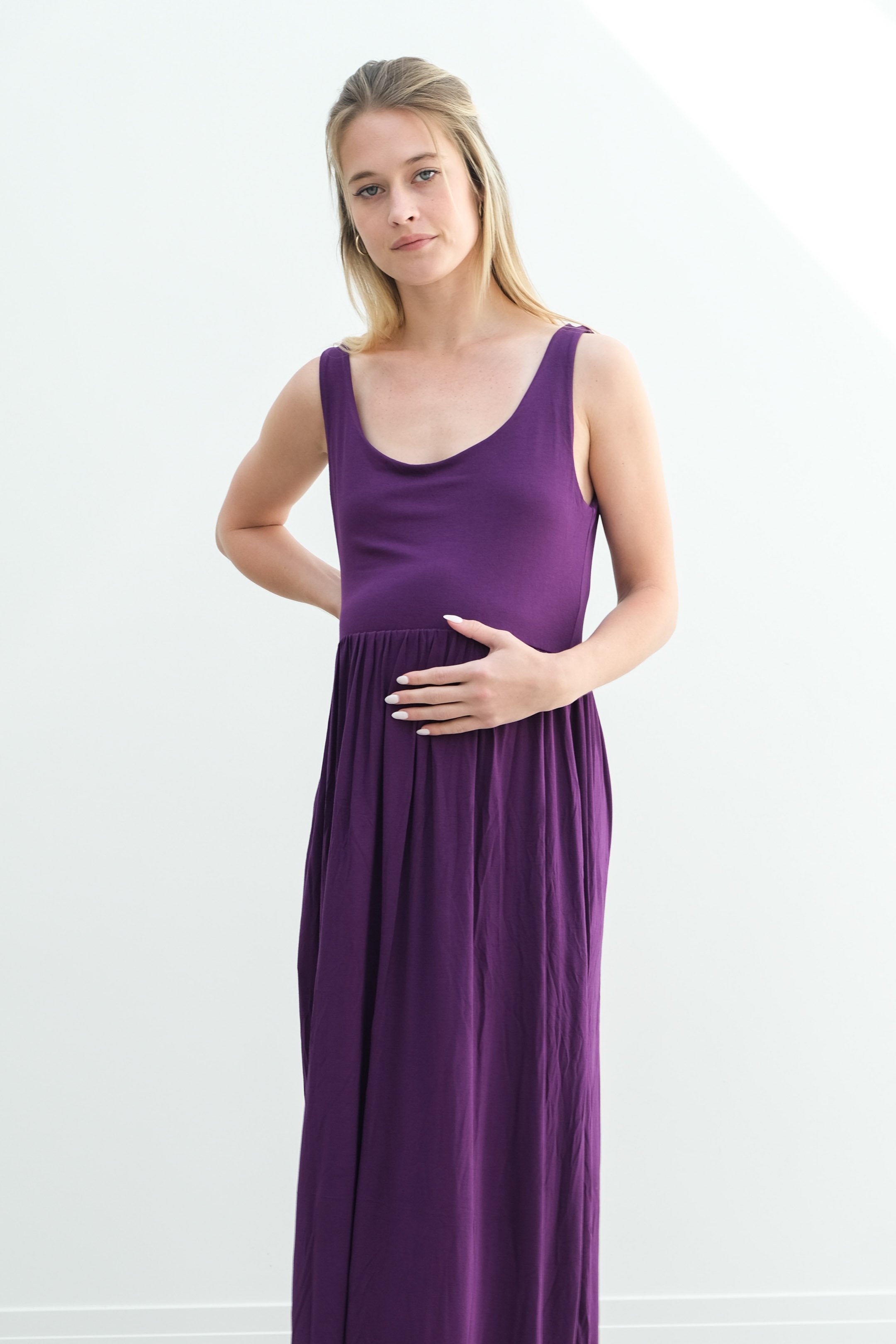 Hazel | Maternity Maxi Tank Dress With Fitted Waist Hazel | Maternity Maxi Tank Dress With Fitted Waist