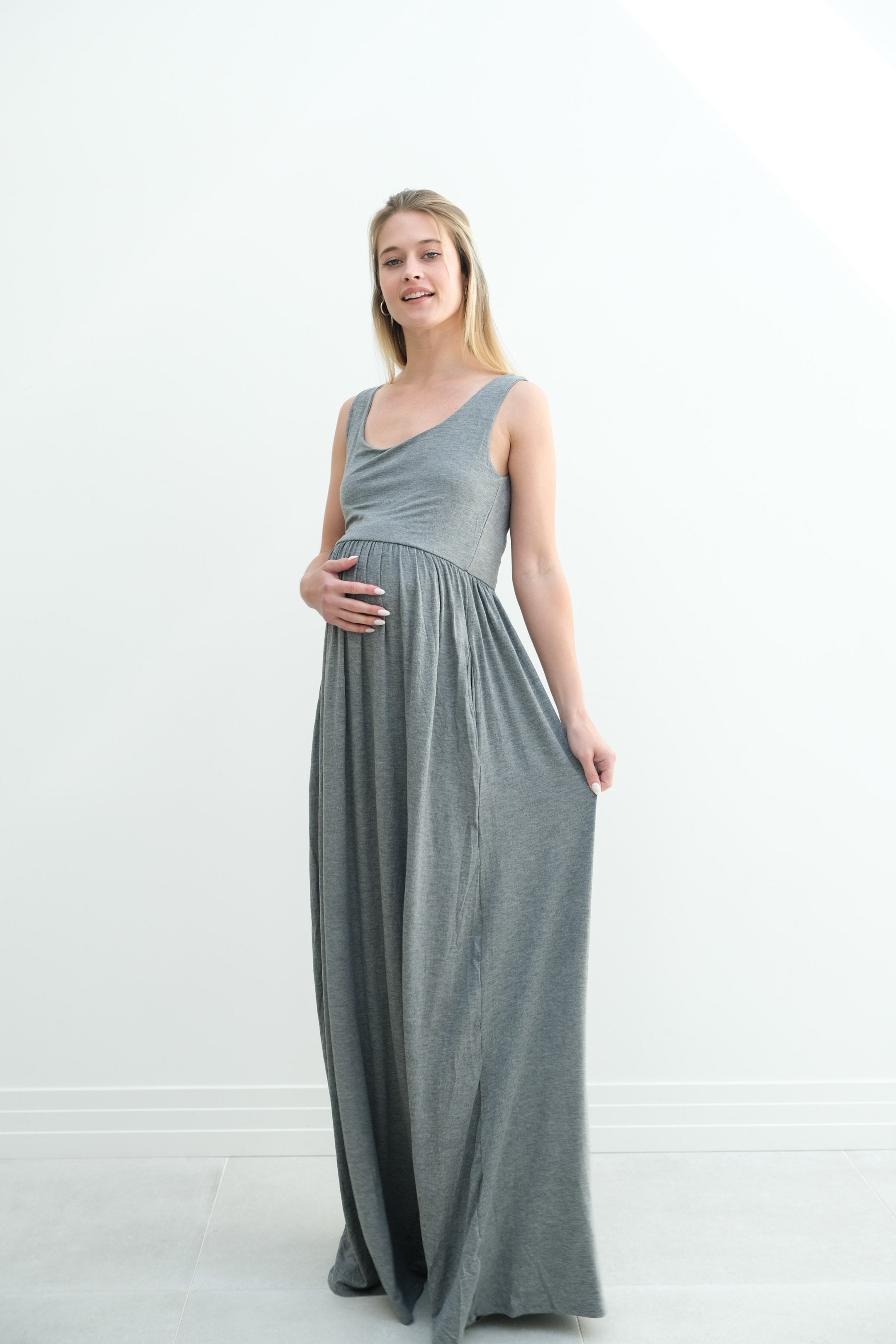 Hazel | Maternity Maxi Tank Dress With Fitted Waist Hazel | Maternity Maxi Tank Dress With Fitted Waist
