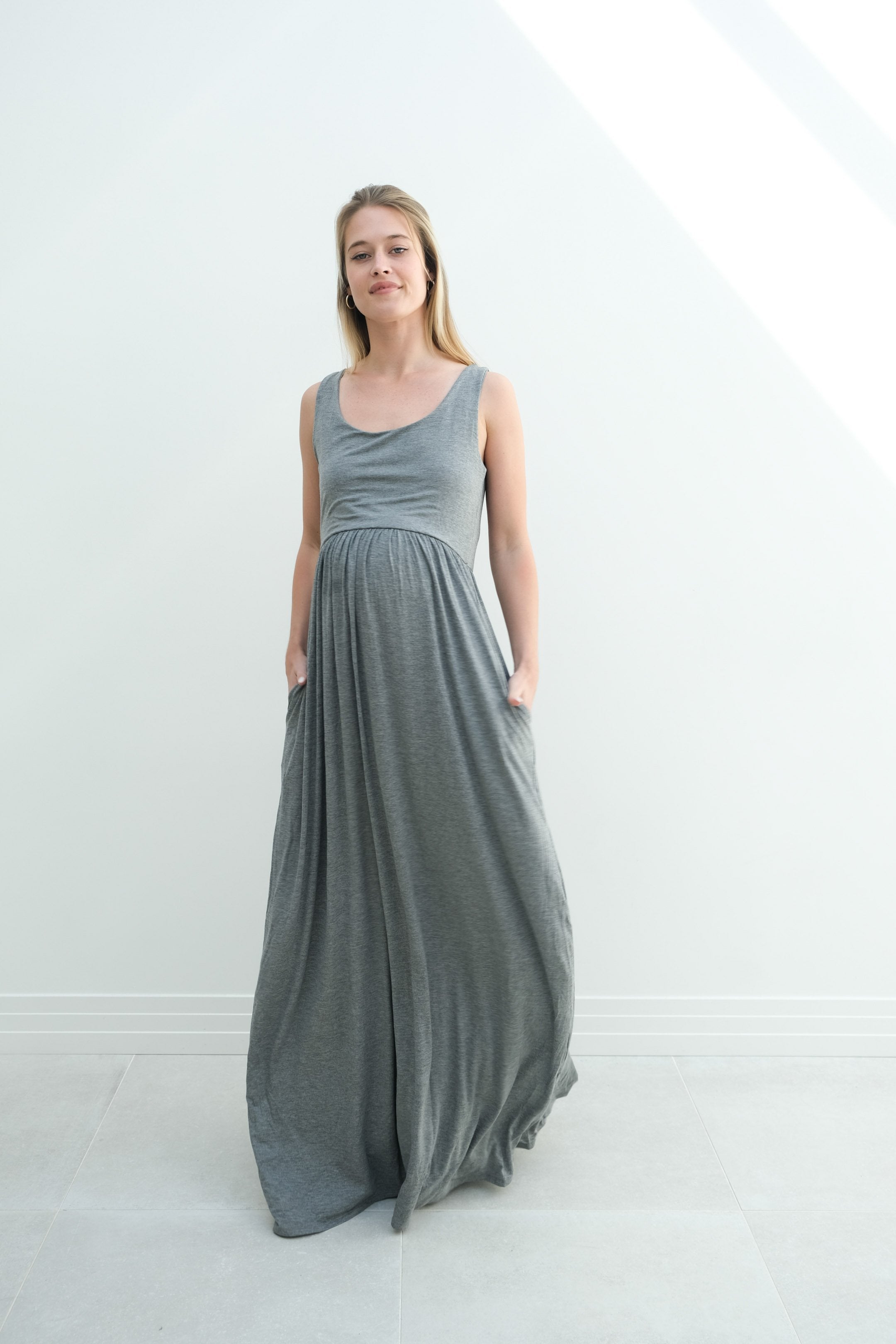Hazel | Maternity Maxi Tank Dress With Fitted Waist Hazel | Maternity Maxi Tank Dress With Fitted Waist