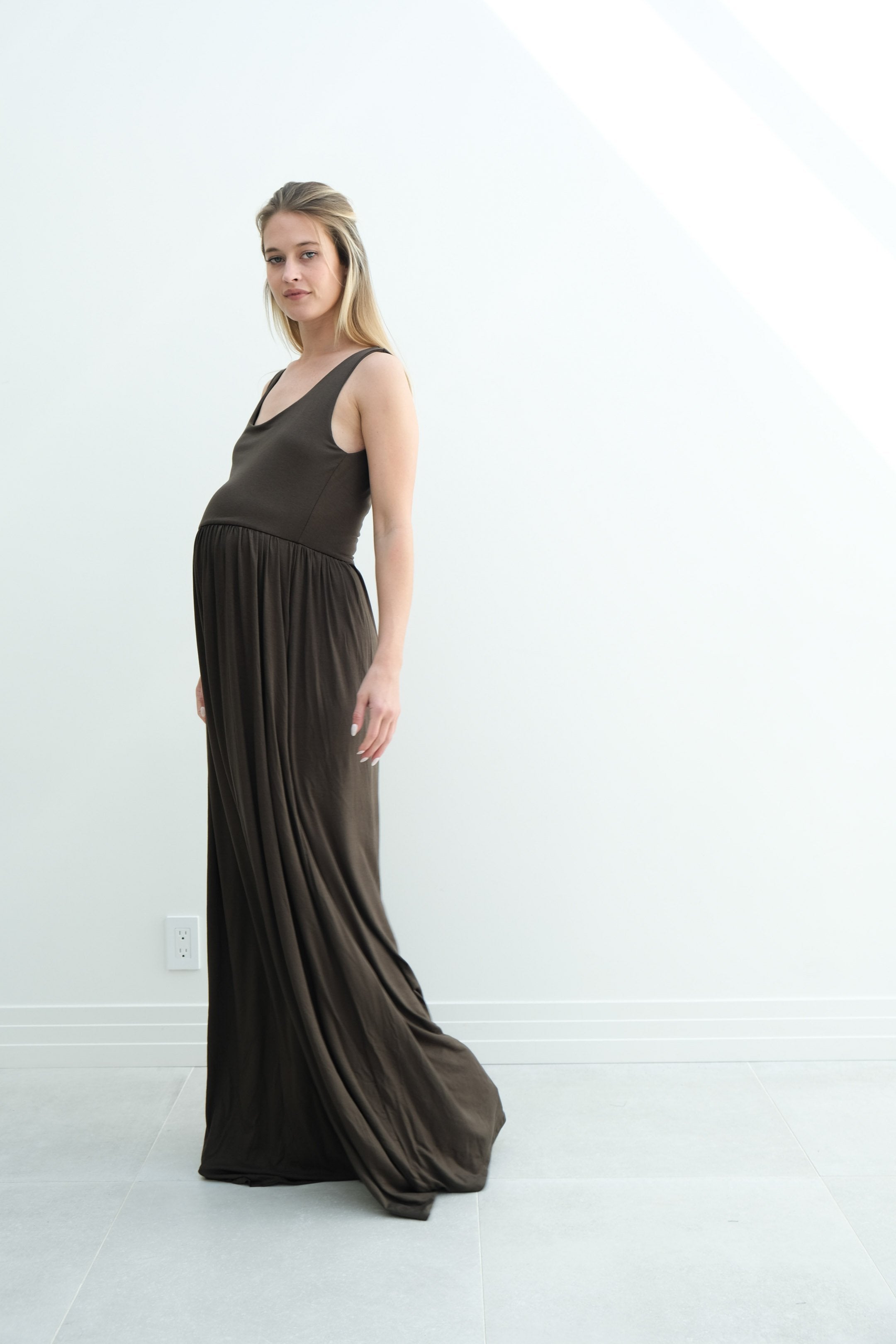 Hazel | Maternity Maxi Tank Dress With Fitted Waist Hazel | Maternity Maxi Tank Dress With Fitted Waist