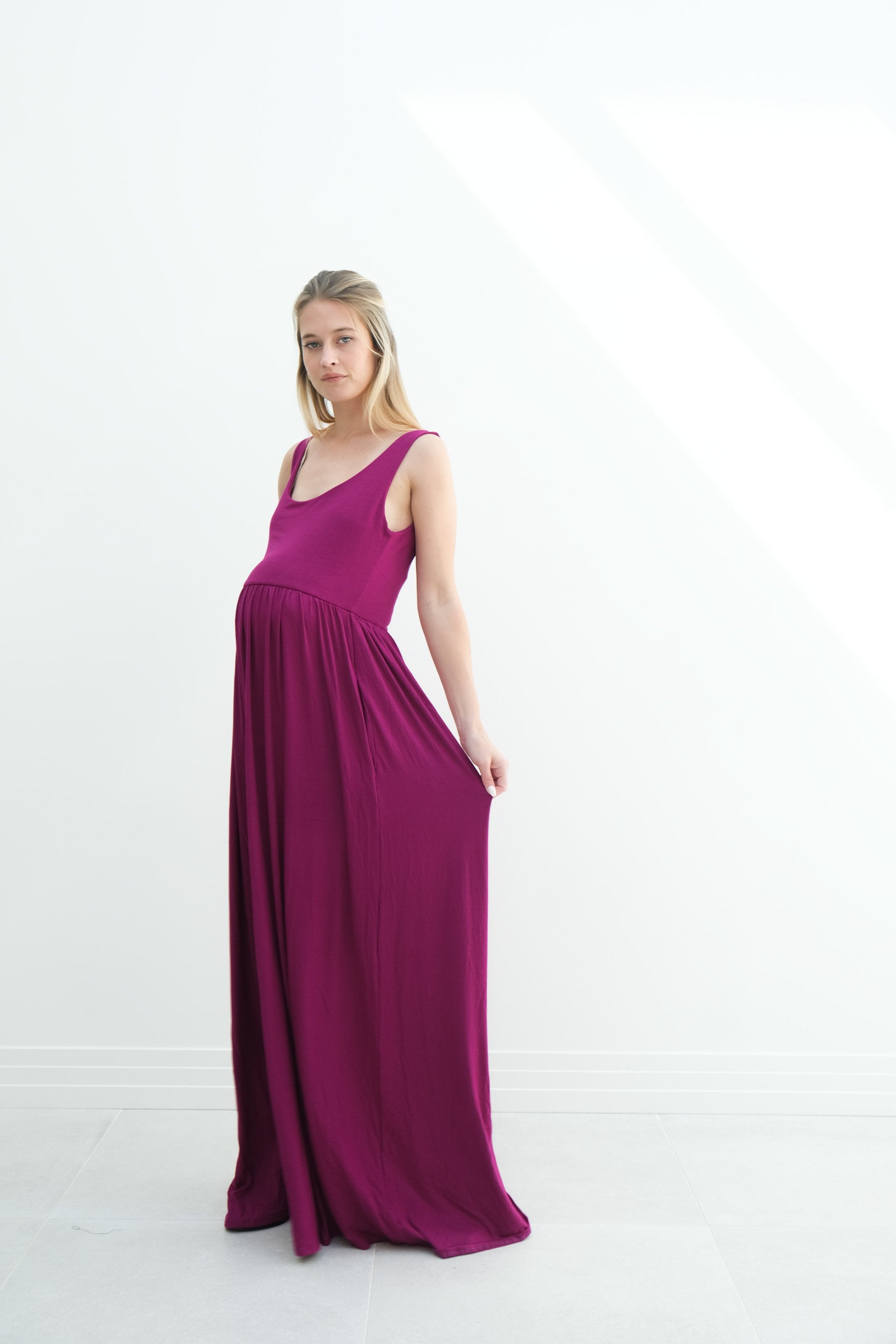 Hazel | Maternity Maxi Tank Dress With Fitted Waist Hazel | Maternity Maxi Tank Dress With Fitted Waist