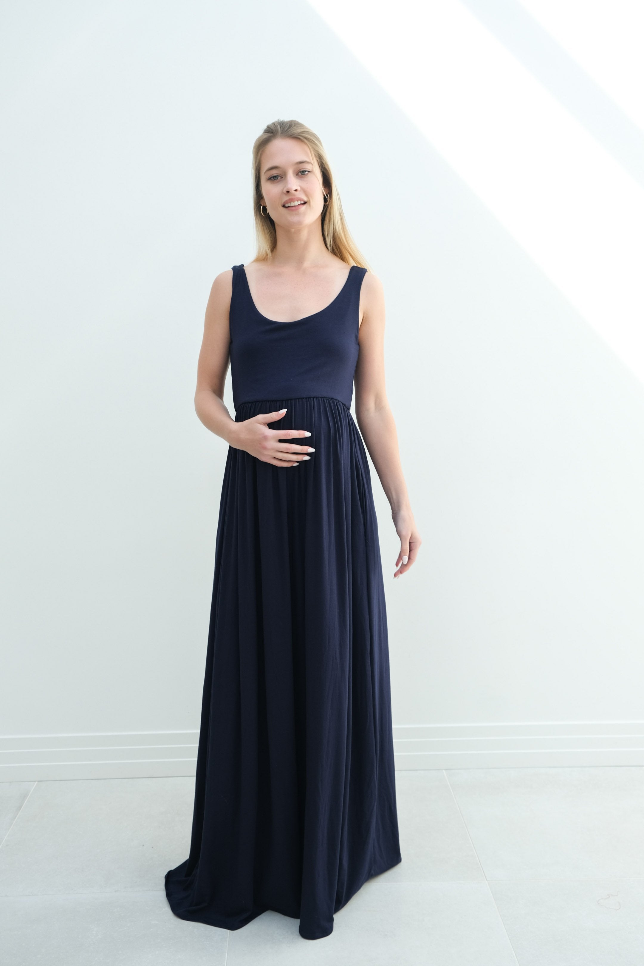 Hazel | Maternity Maxi Tank Dress With Fitted Waist Hazel | Maternity Maxi Tank Dress With Fitted Waist